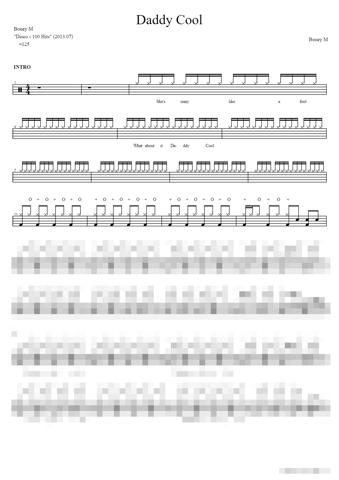 Daddy Cool Sheet Music Preview