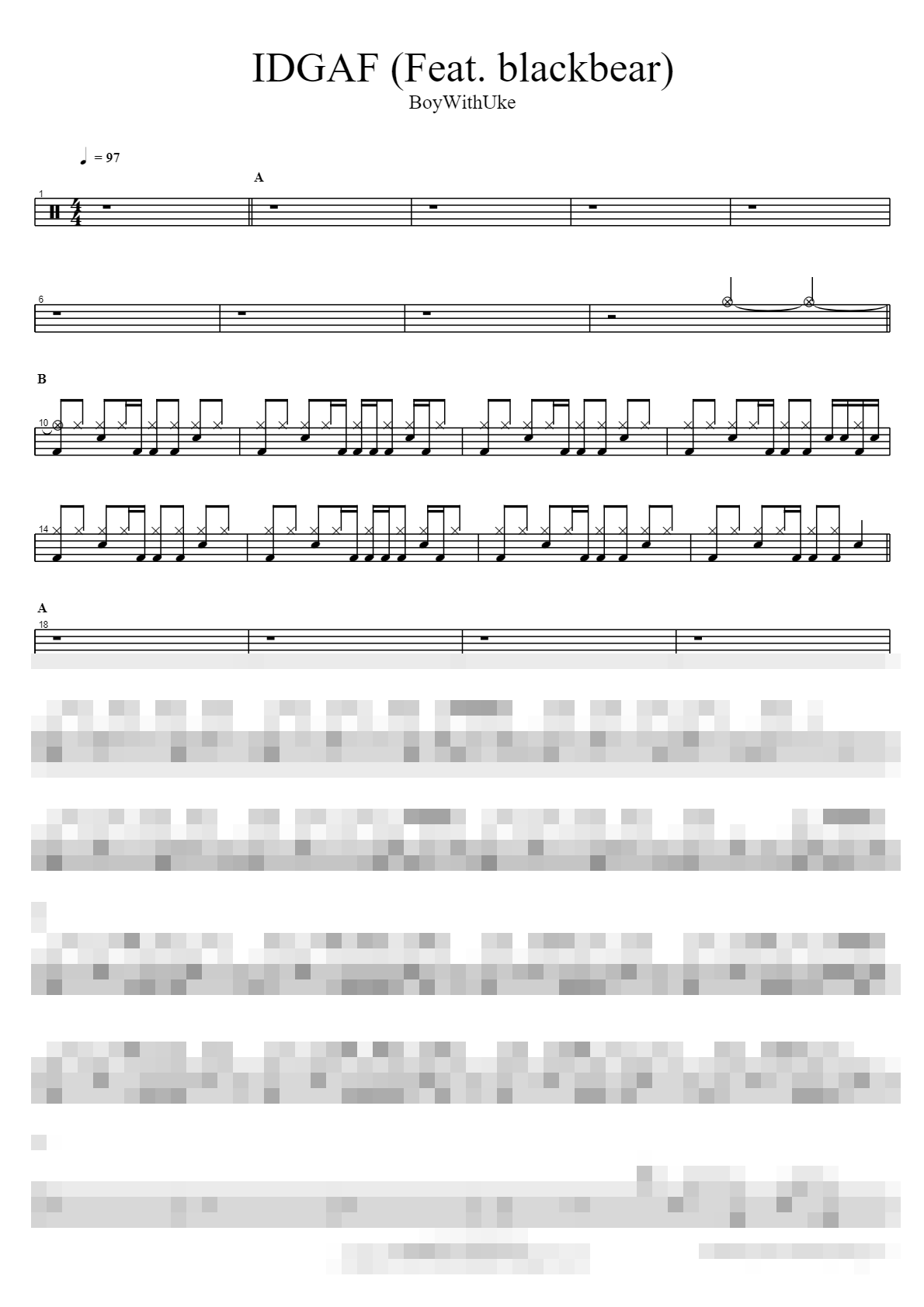 IDGAF (Feat. blackbear) Sheet Music Preview