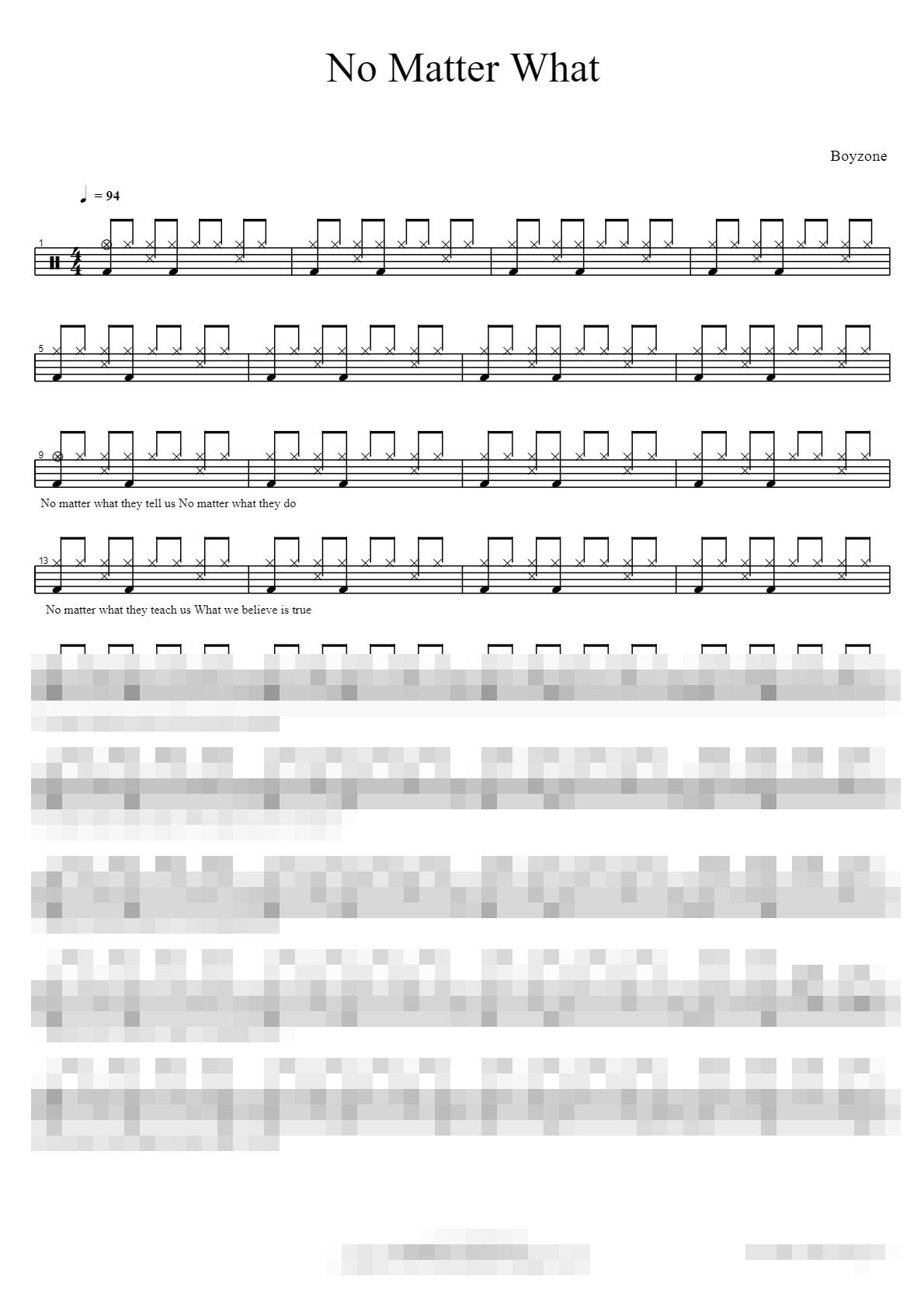 No Matter What Sheet Music Preview
