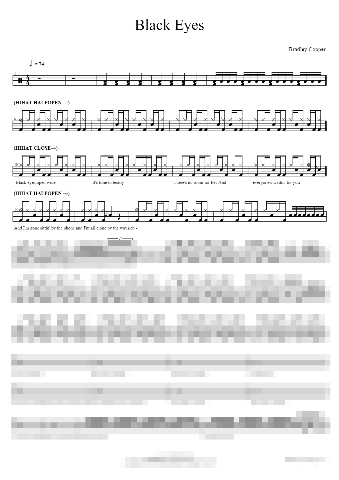 Black Eyes Sheet Music Preview
