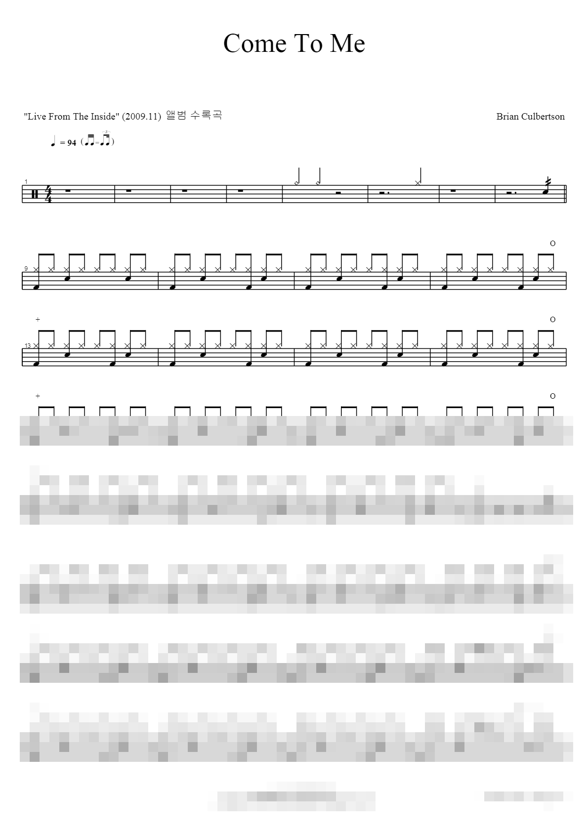 Come To Me Sheet Music Preview