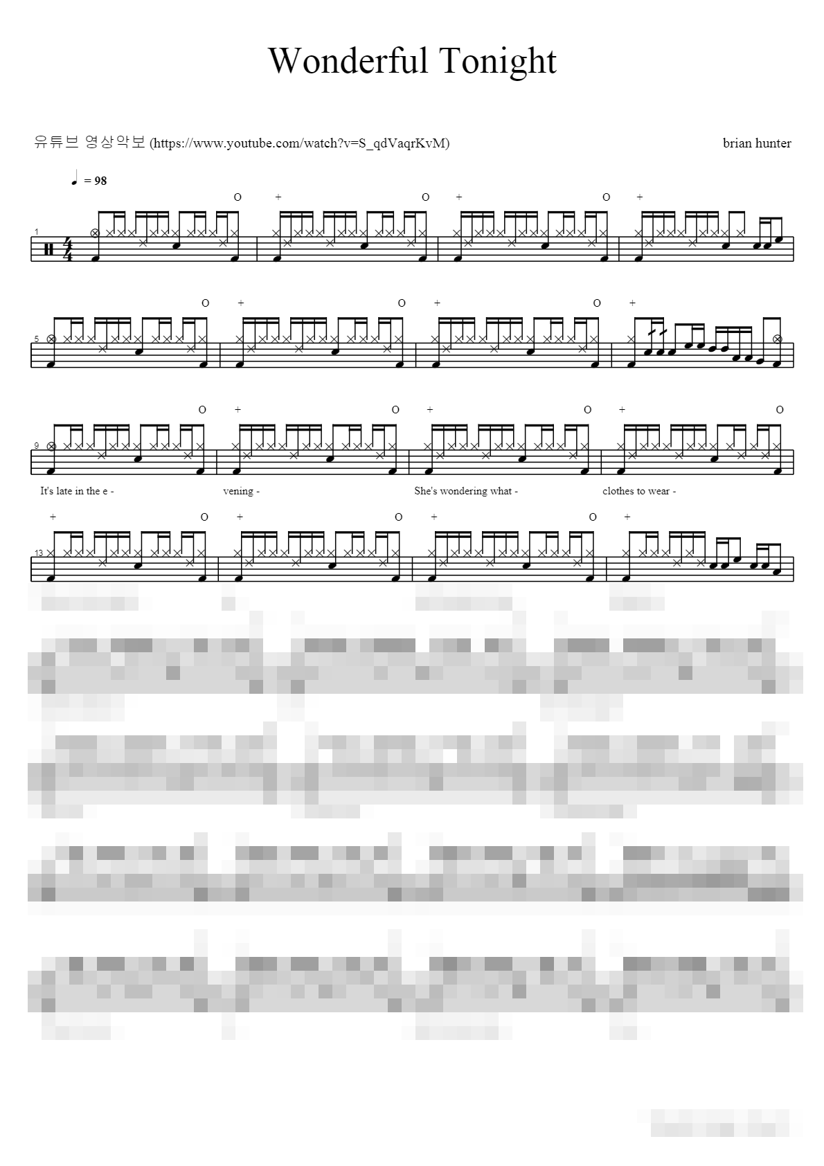 Wonderful Tonight Sheet Music Preview