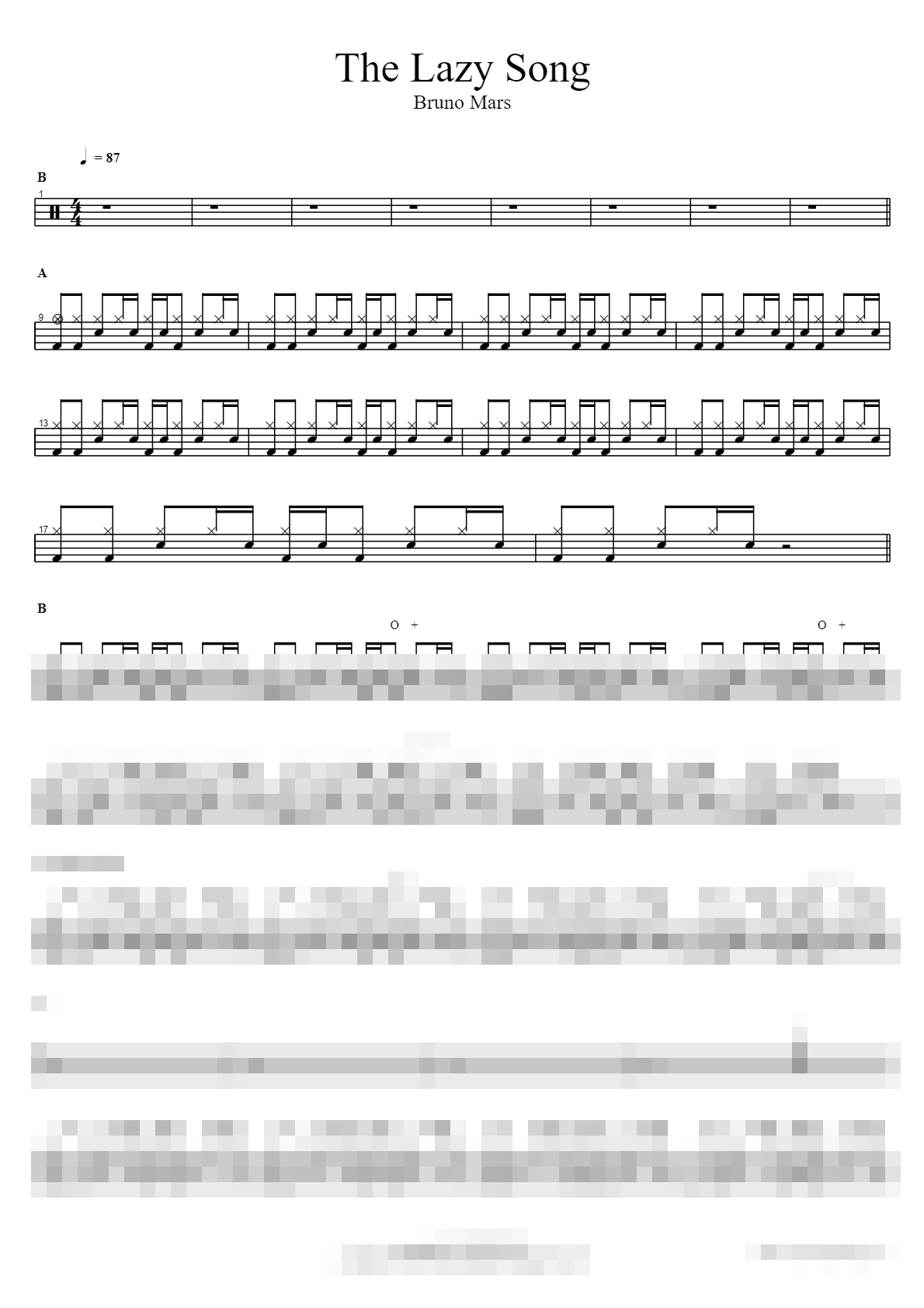 The Lazy Song Sheet Music Preview