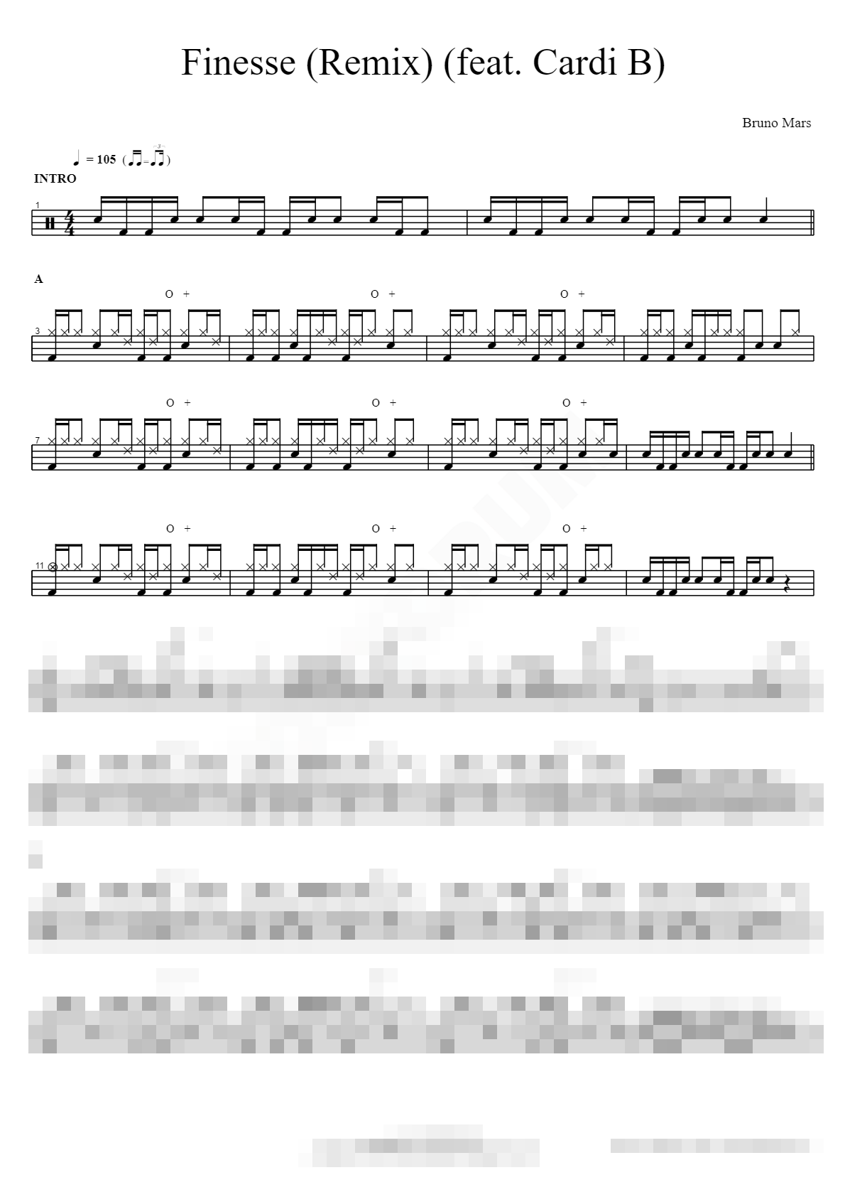 Finesse (Remix) (feat. Cardi B) Sheet Music Preview