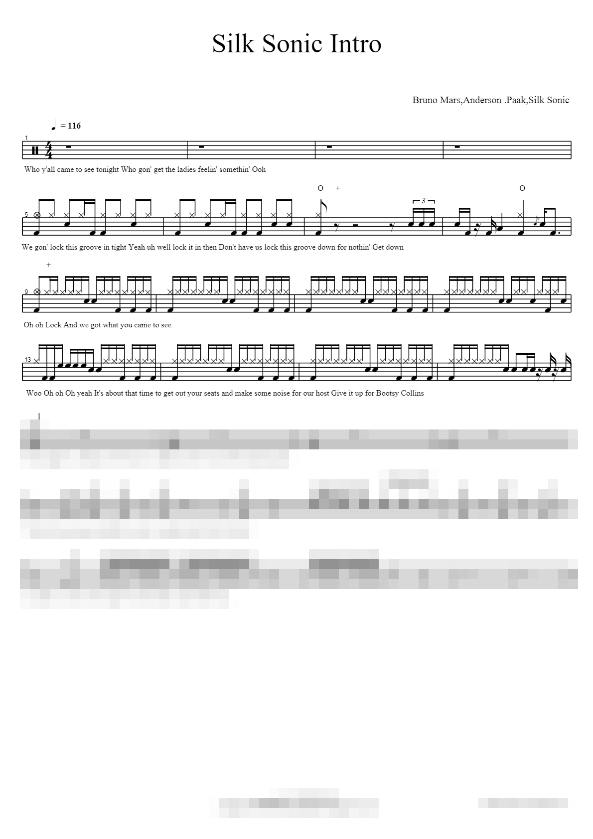 Silk Sonic Intro Sheet Music Preview