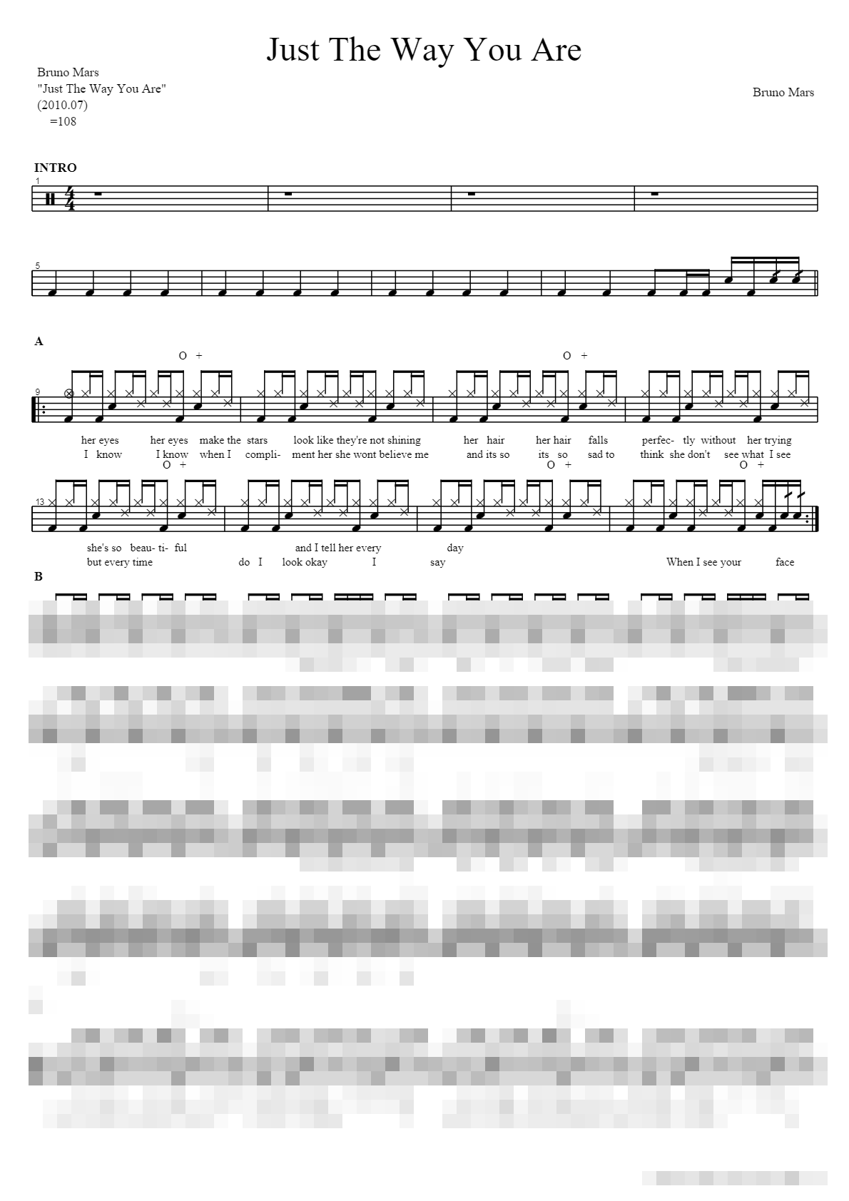 Just The Way You Are Sheet Music Preview