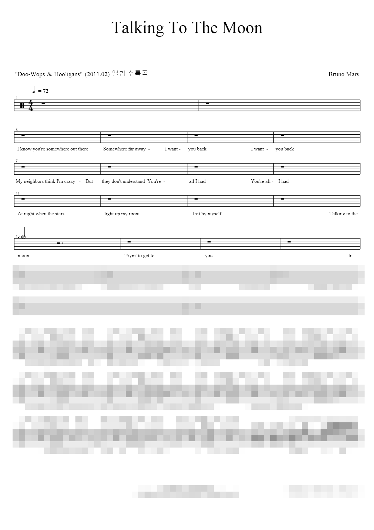 Talking To The Moon Sheet Music Preview