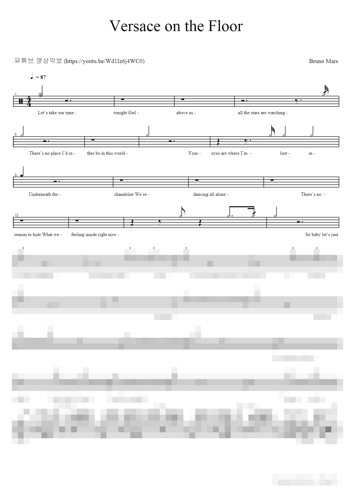 Versace on the Floor Sheet Music Preview