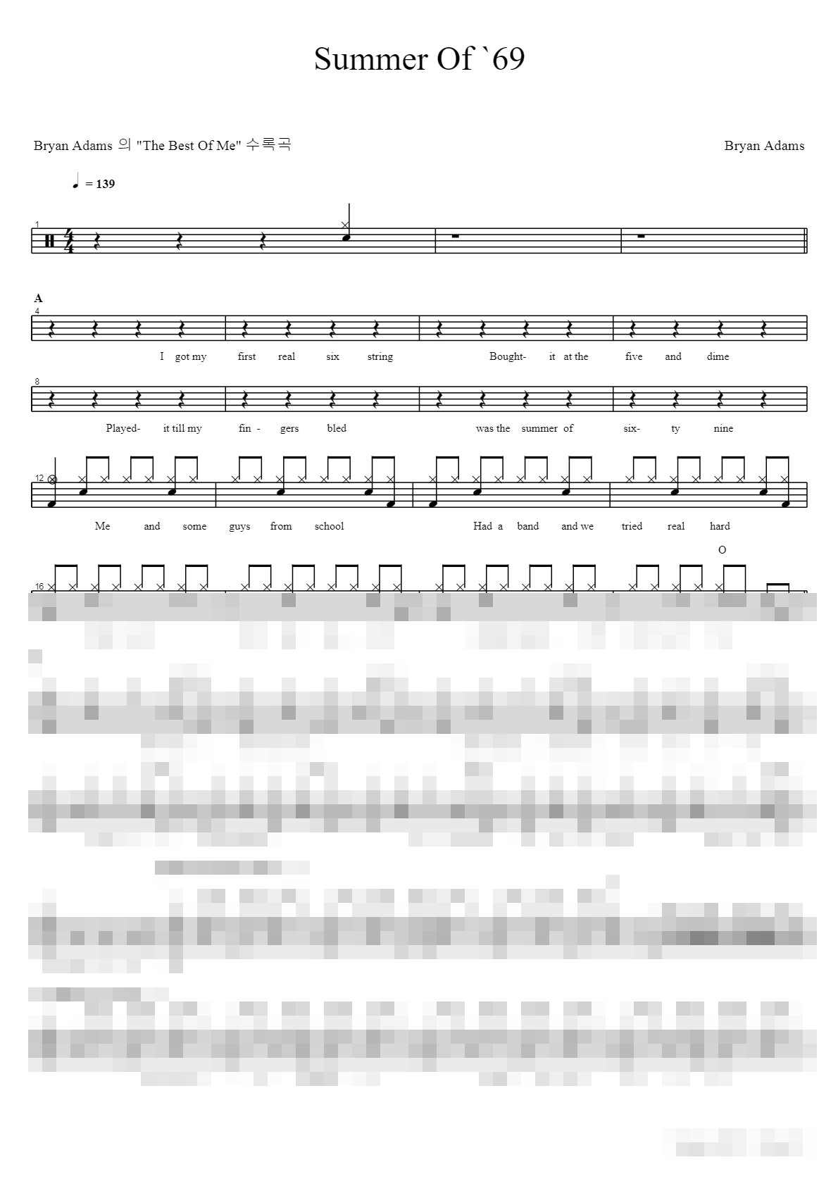 Summer Of 69 Sheet Music Preview
