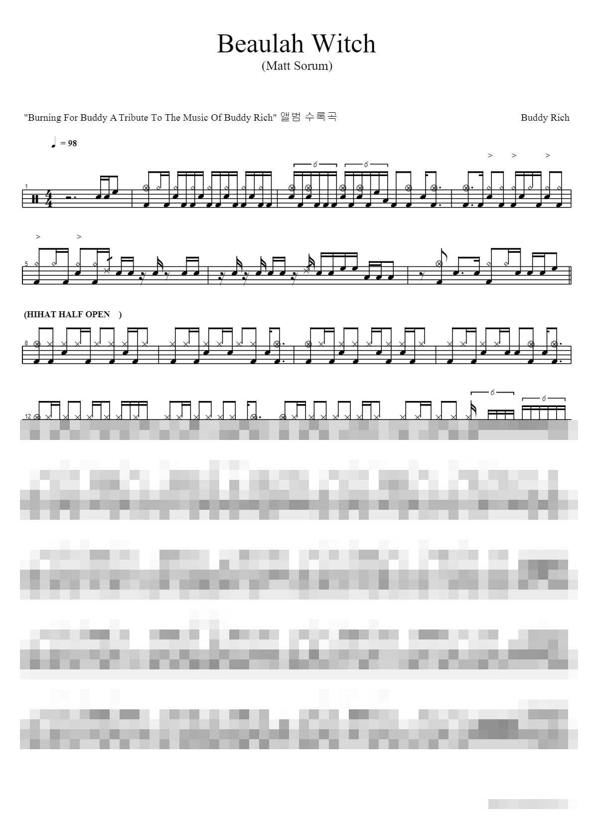 Beaulah Witch (Matt Sorum) Sheet Music Preview
