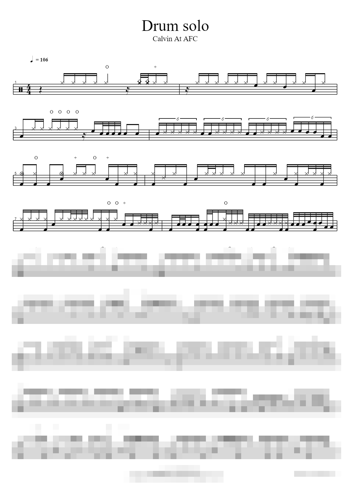 Calvin Drum solo At AFC Sheet Music Preview