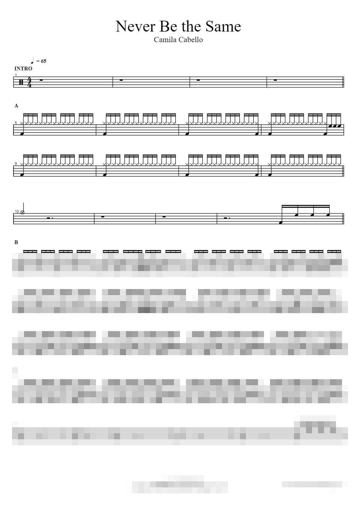 Never Be the Same Sheet Music Preview