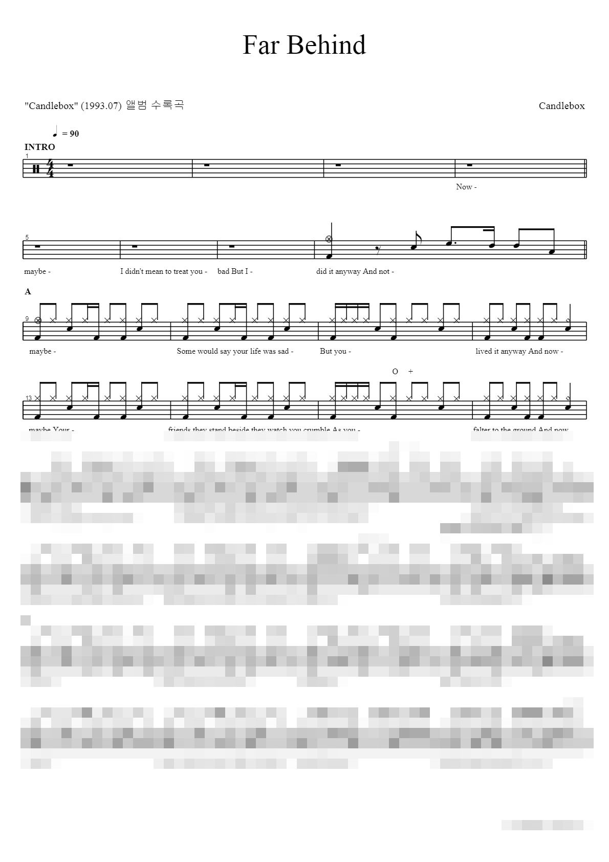 Far Behind Sheet Music Preview