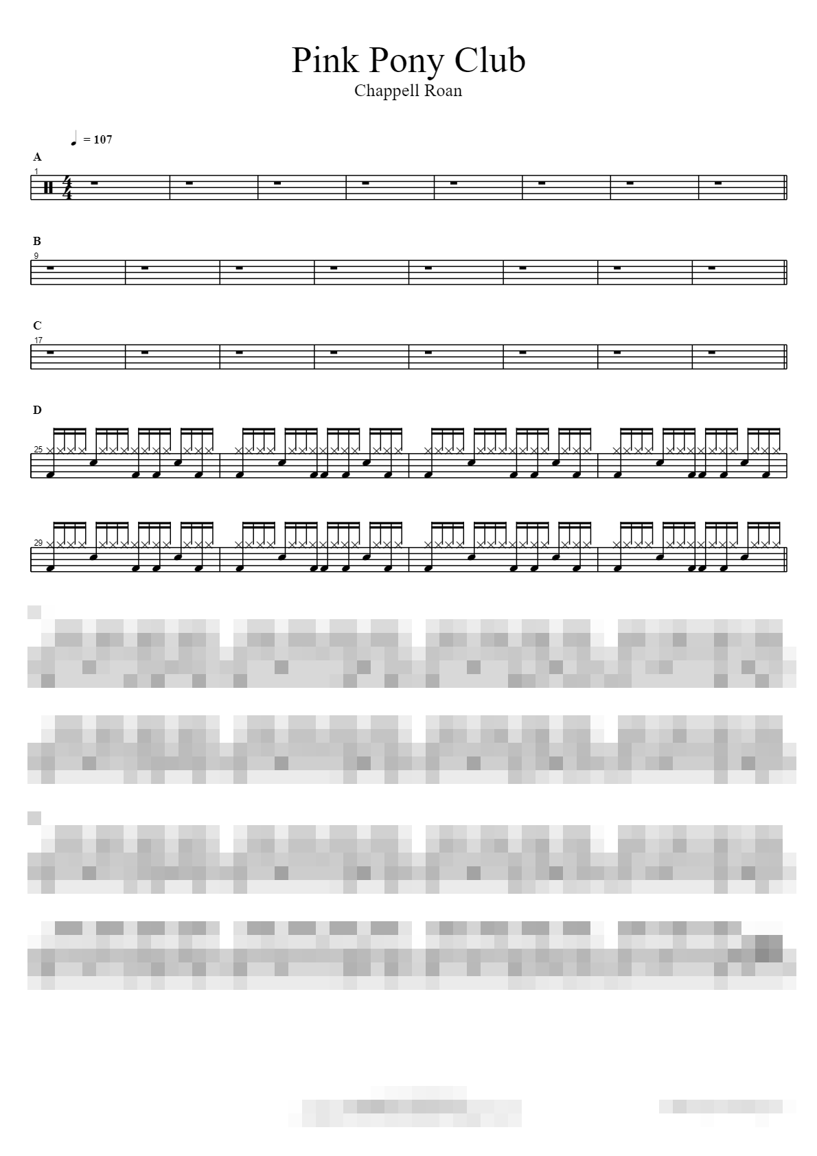 Pink Pony Club Sheet Music Preview