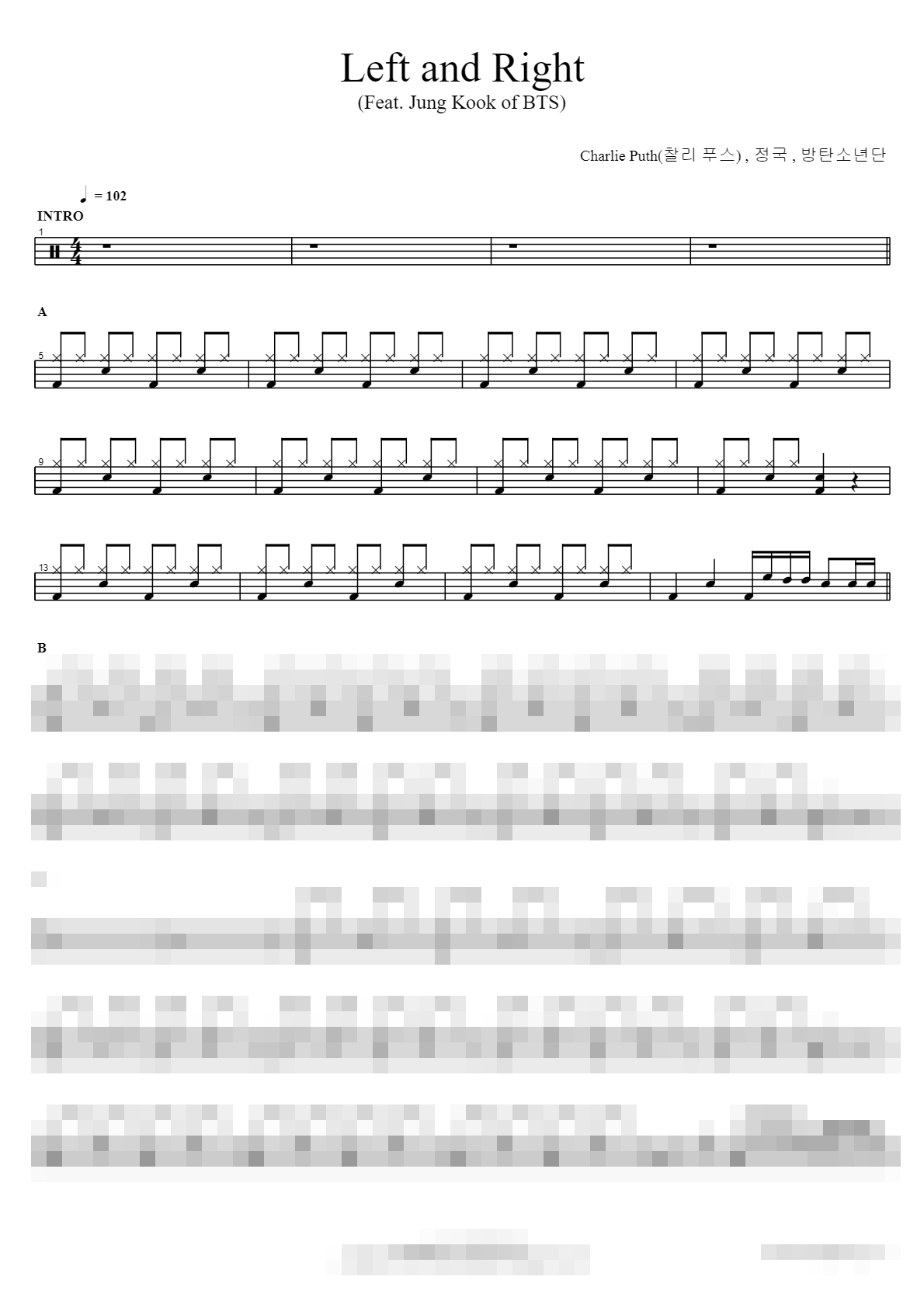 Left and Right (Feat. Jung Kook of BTS) Sheet Music Preview