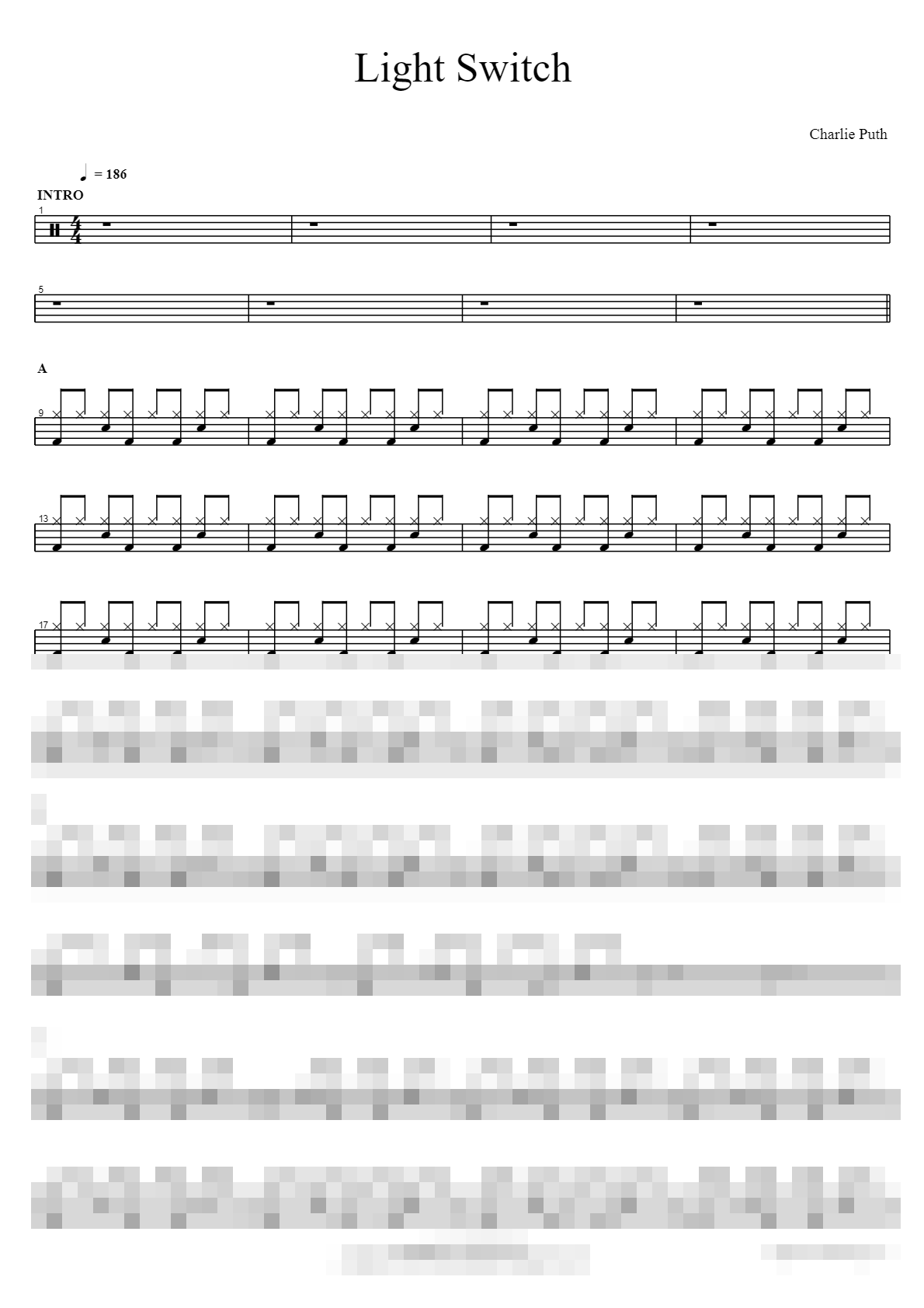 Light Switch Sheet Music Preview