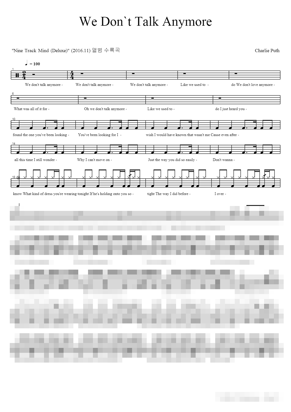 We Don't Talk Anymore (feat. Selena Gomez) Sheet Music Preview