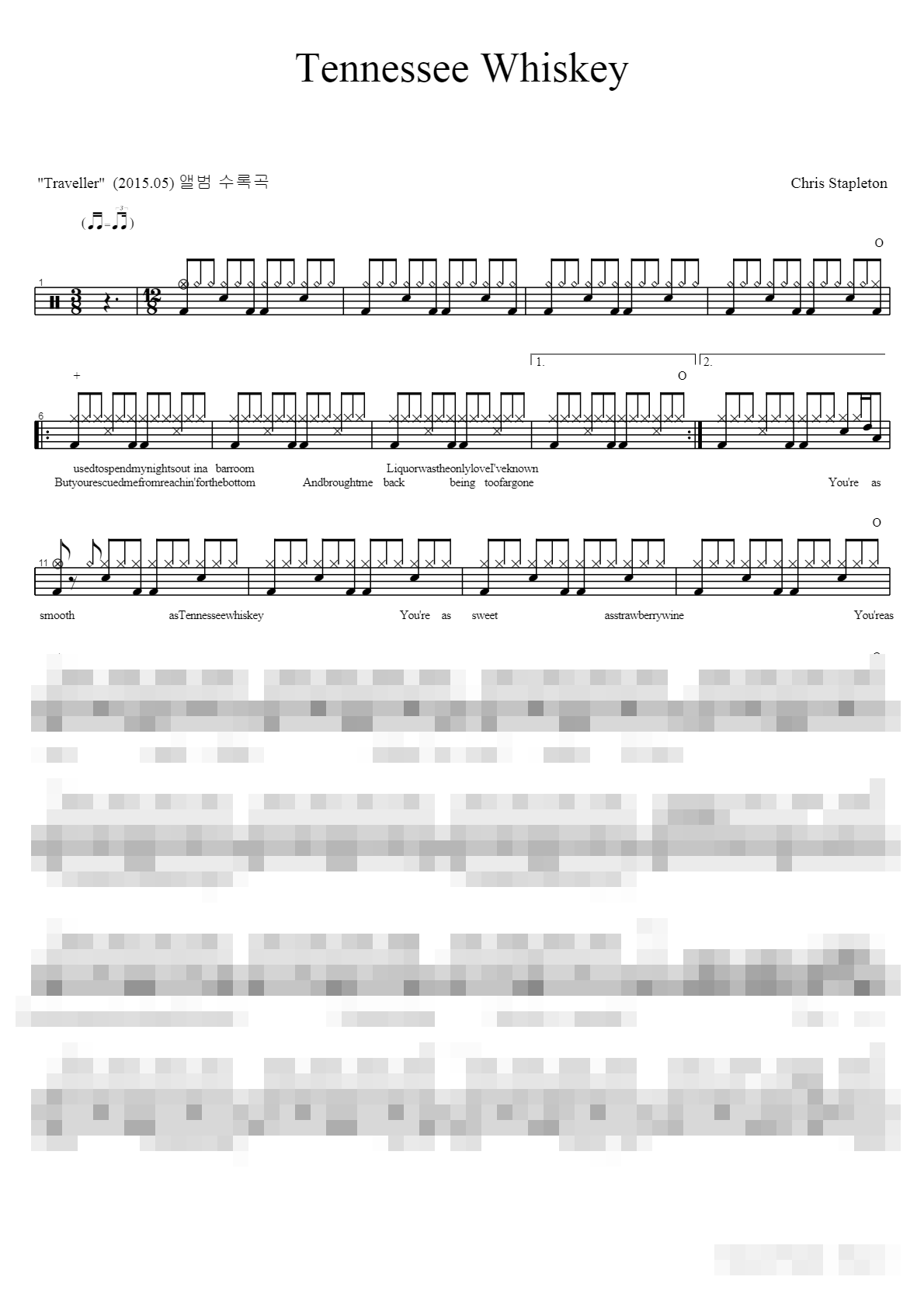 Tennessee Whiskey Sheet Music Preview