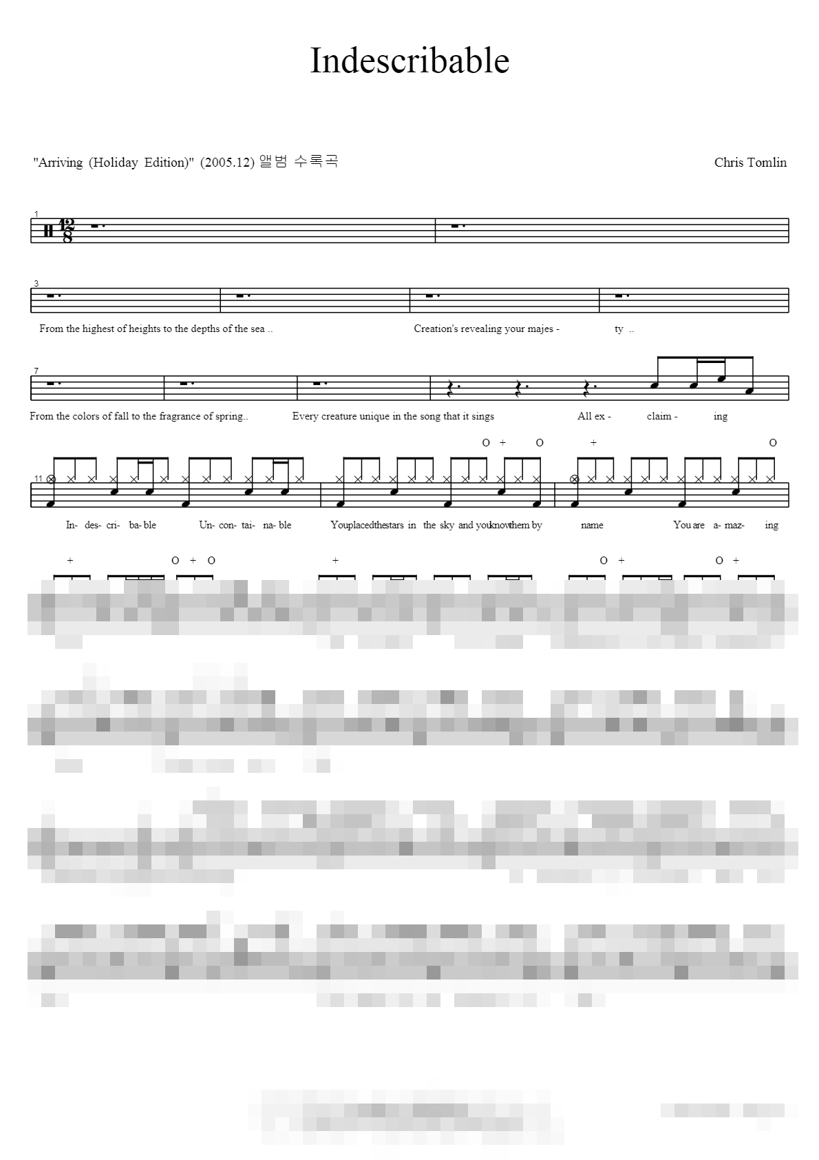 Indescribable Sheet Music Preview