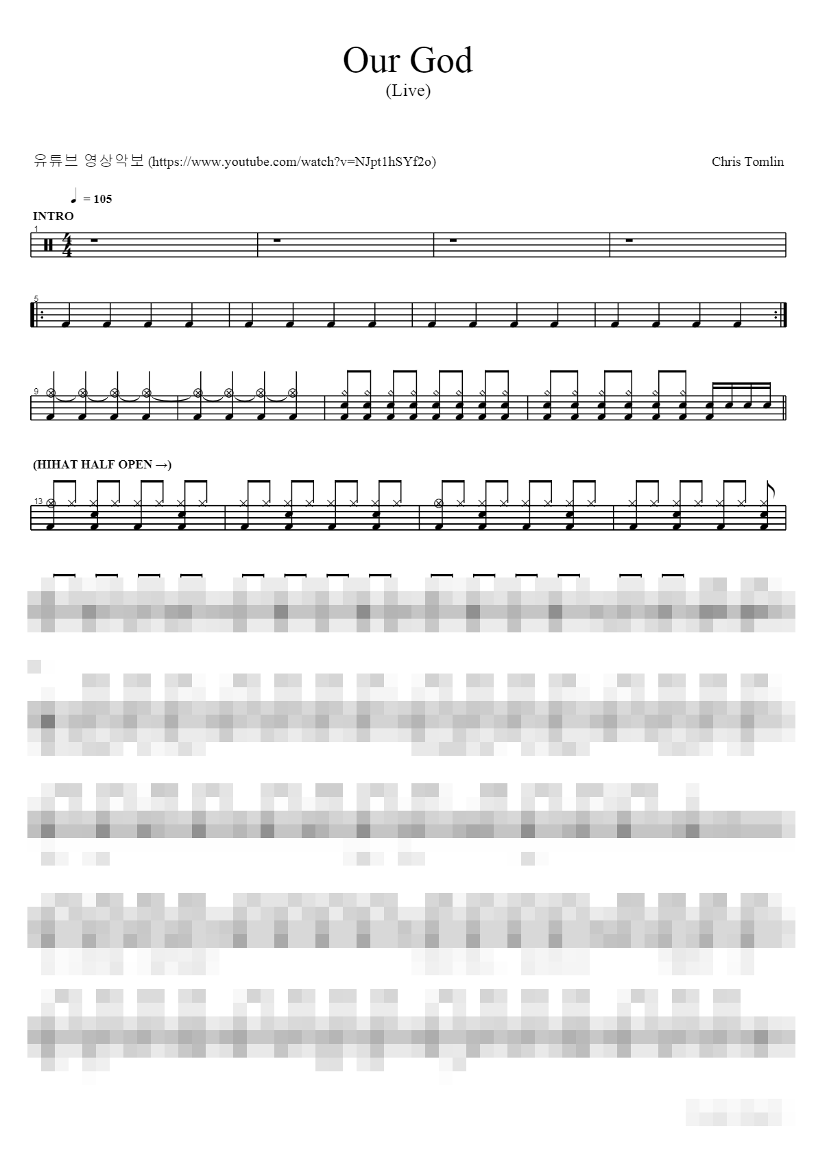 Our God (Live) Sheet Music Preview
