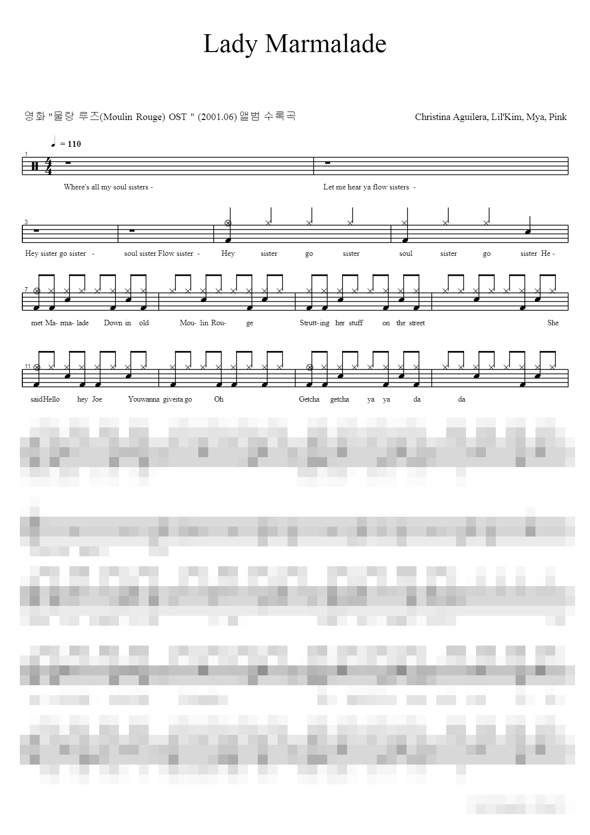 Lady Marmalade Sheet Music Preview