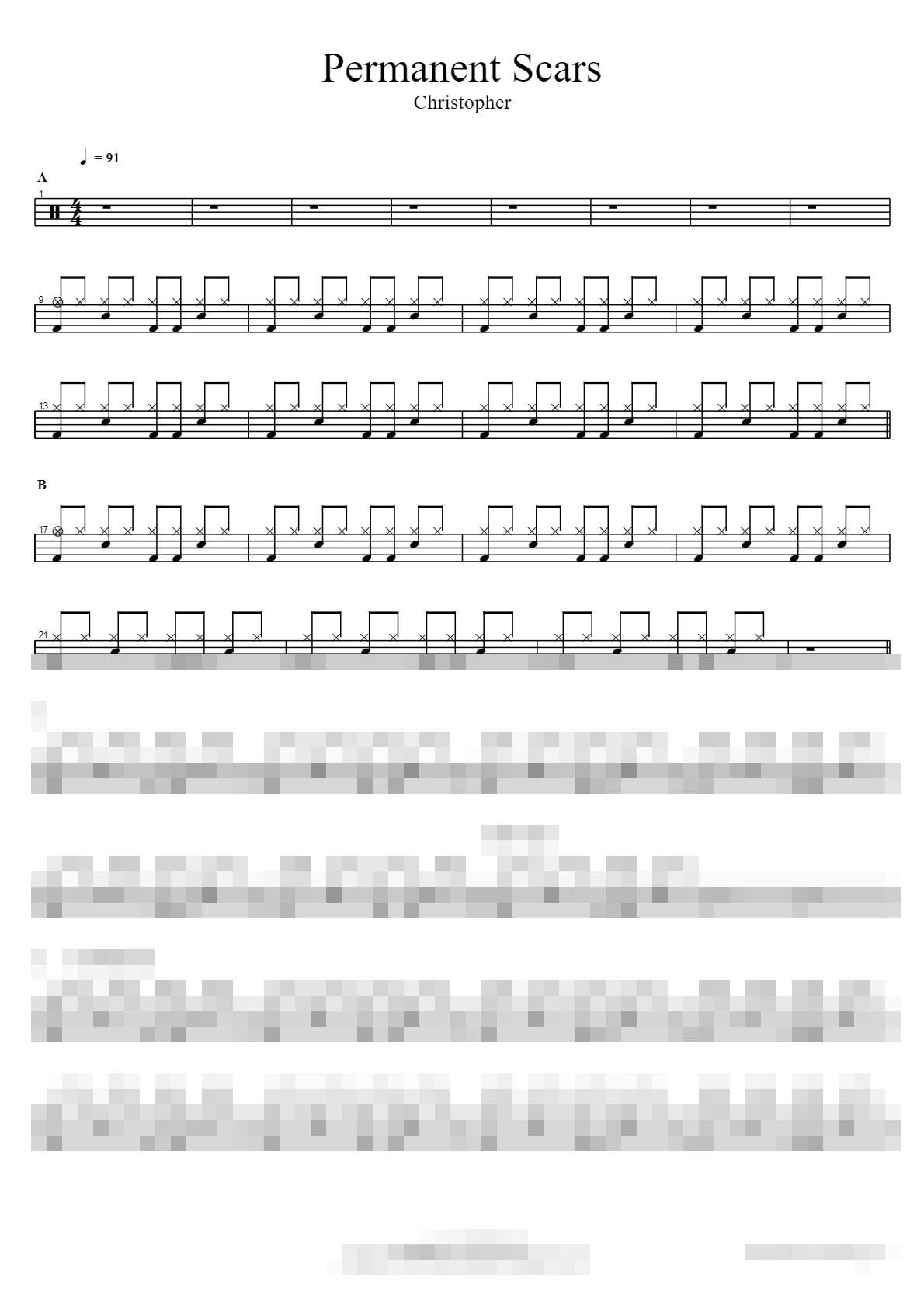 Permanent Scars Sheet Music Preview