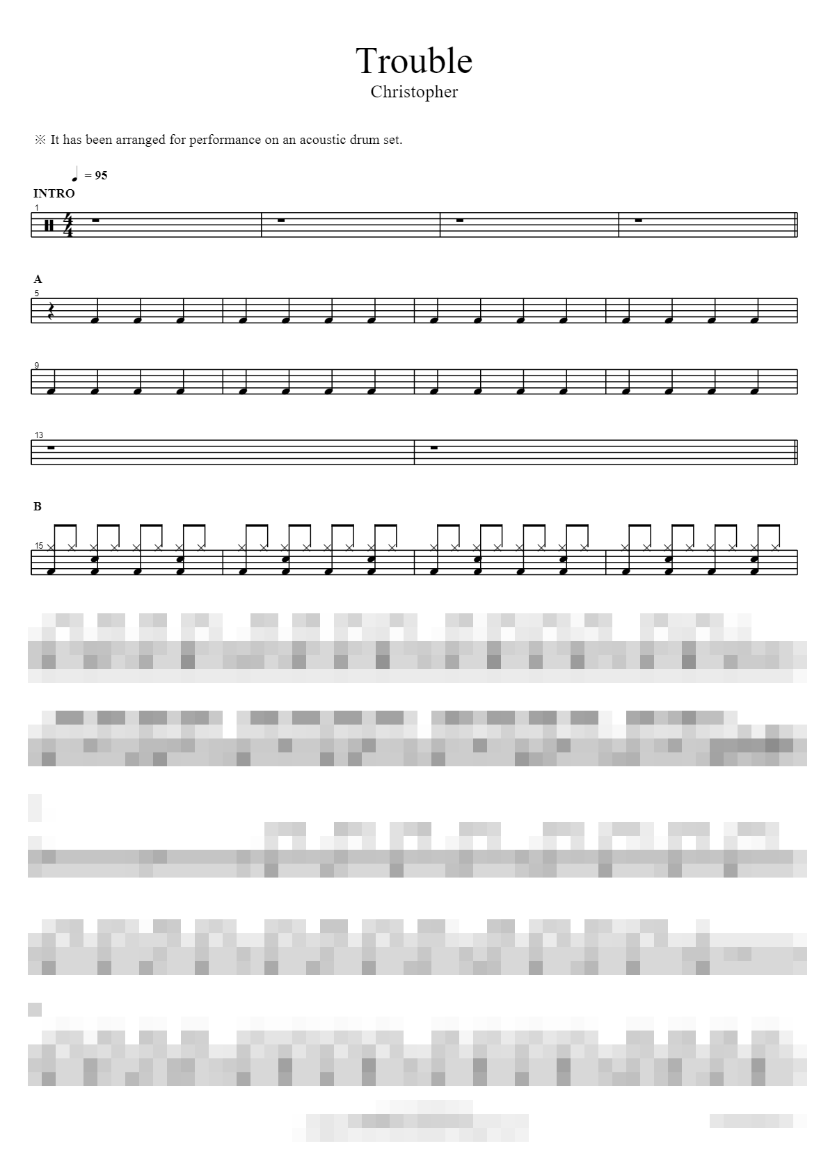 Trouble Sheet Music Preview