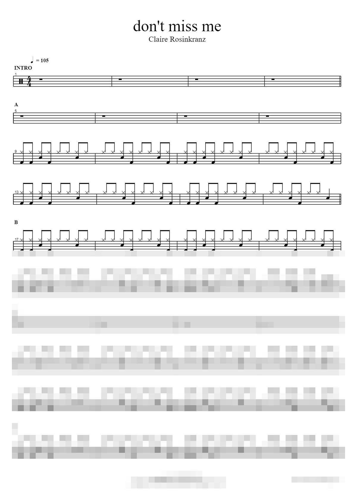 don't miss me Sheet Music Preview