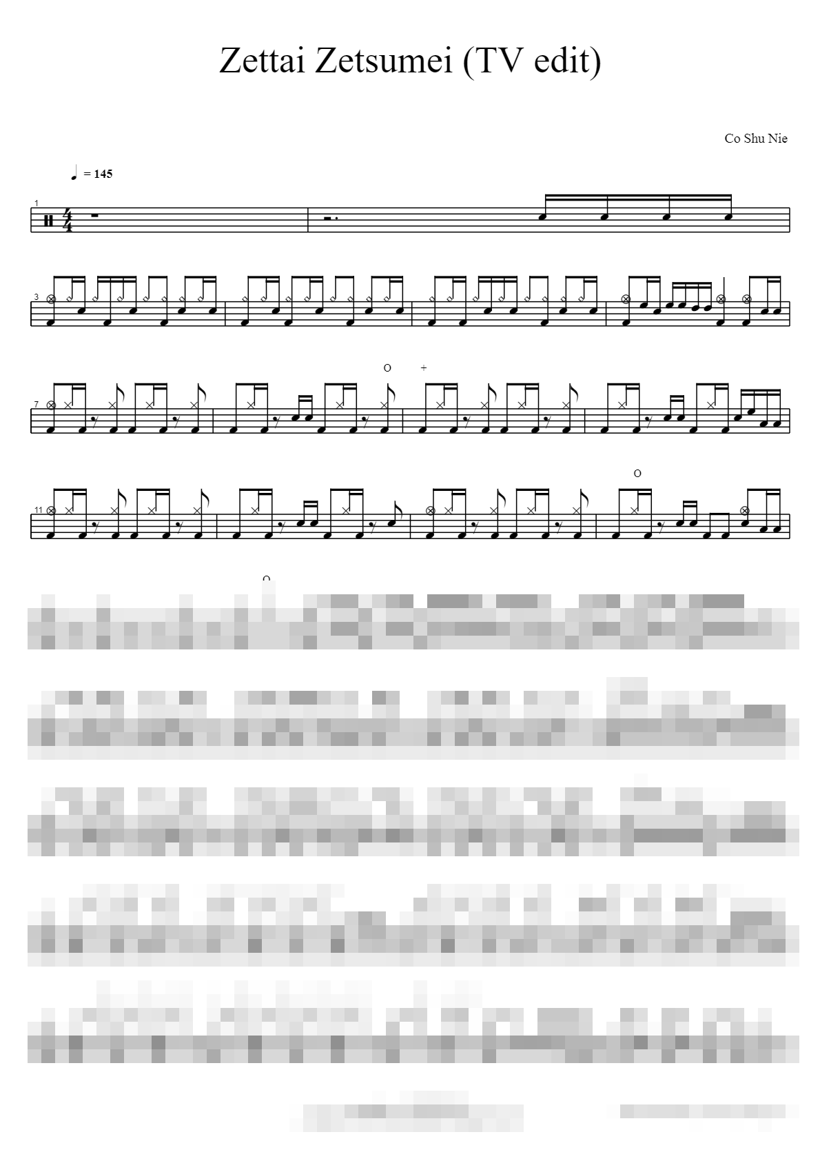 Zettai Zetsumei (TV edit) Sheet Music Preview