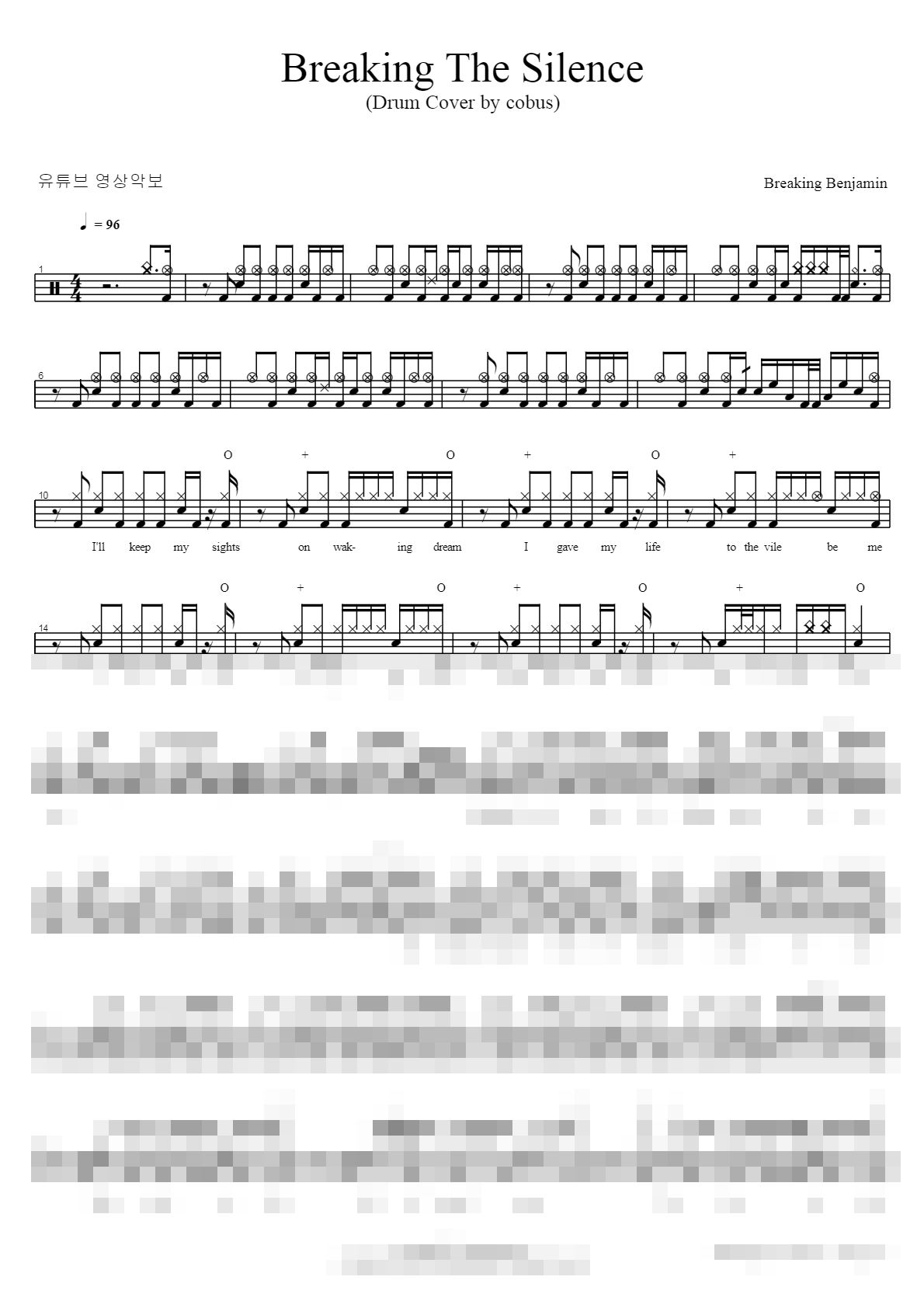 Breaking The Silence (DRUM COVER BY Cobus) Sheet Music Preview