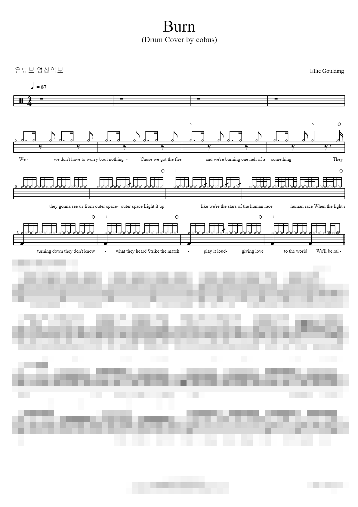 Burn (DRUM COVER BY Cobus) Sheet Music Preview