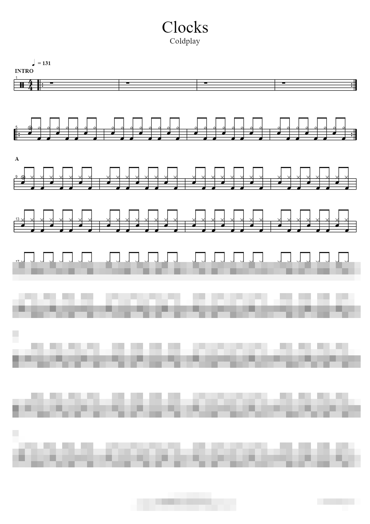 Clocks Sheet Music Preview