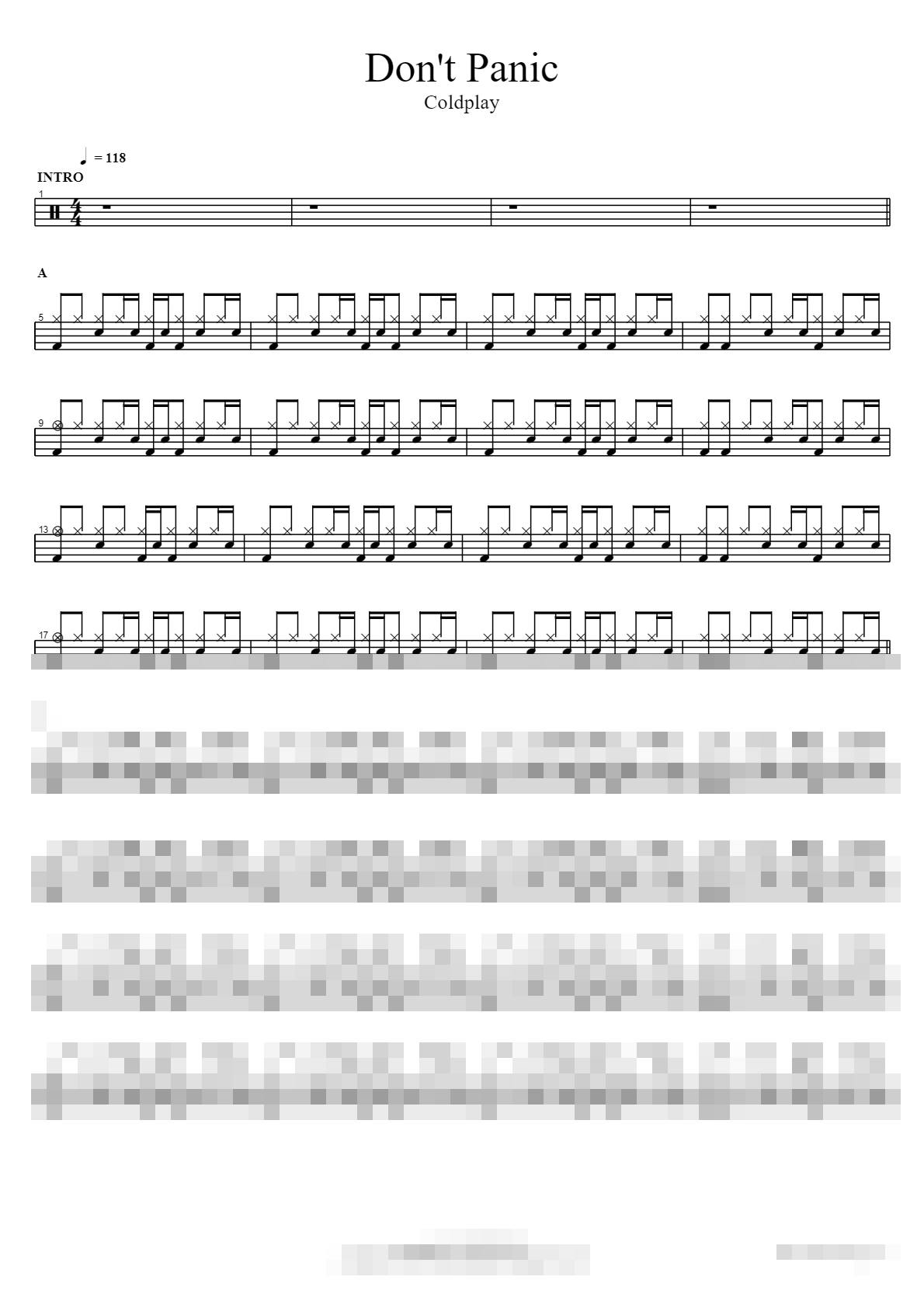 Don't Panic Sheet Music Preview