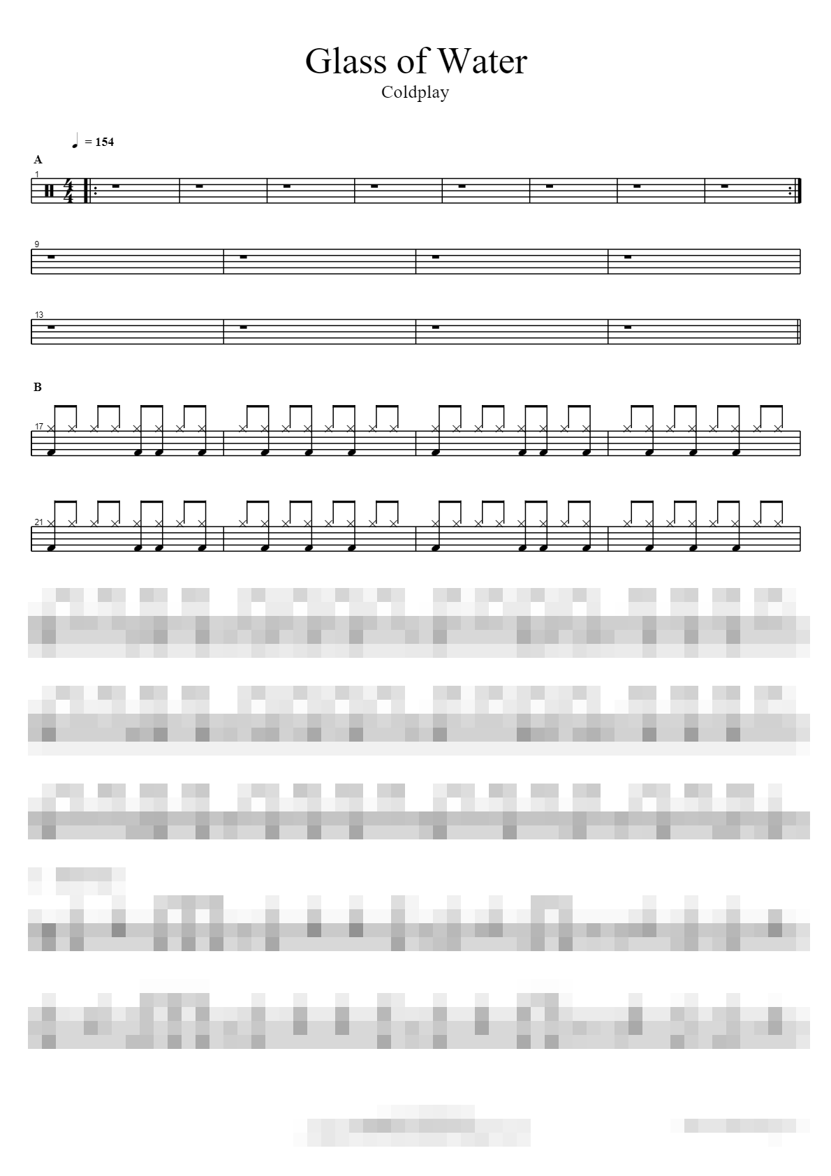 Glass of Water Sheet Music Preview