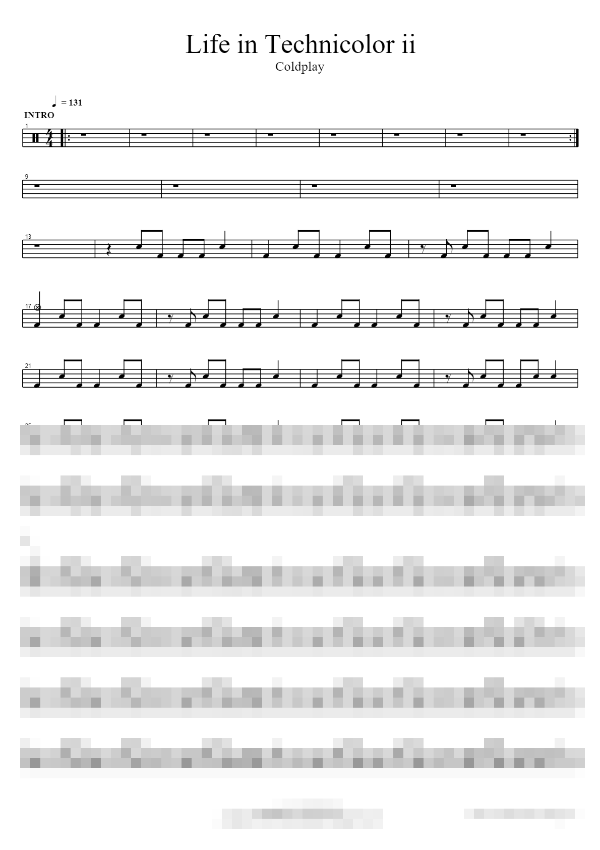 Life in Technicolor ii Sheet Music Preview