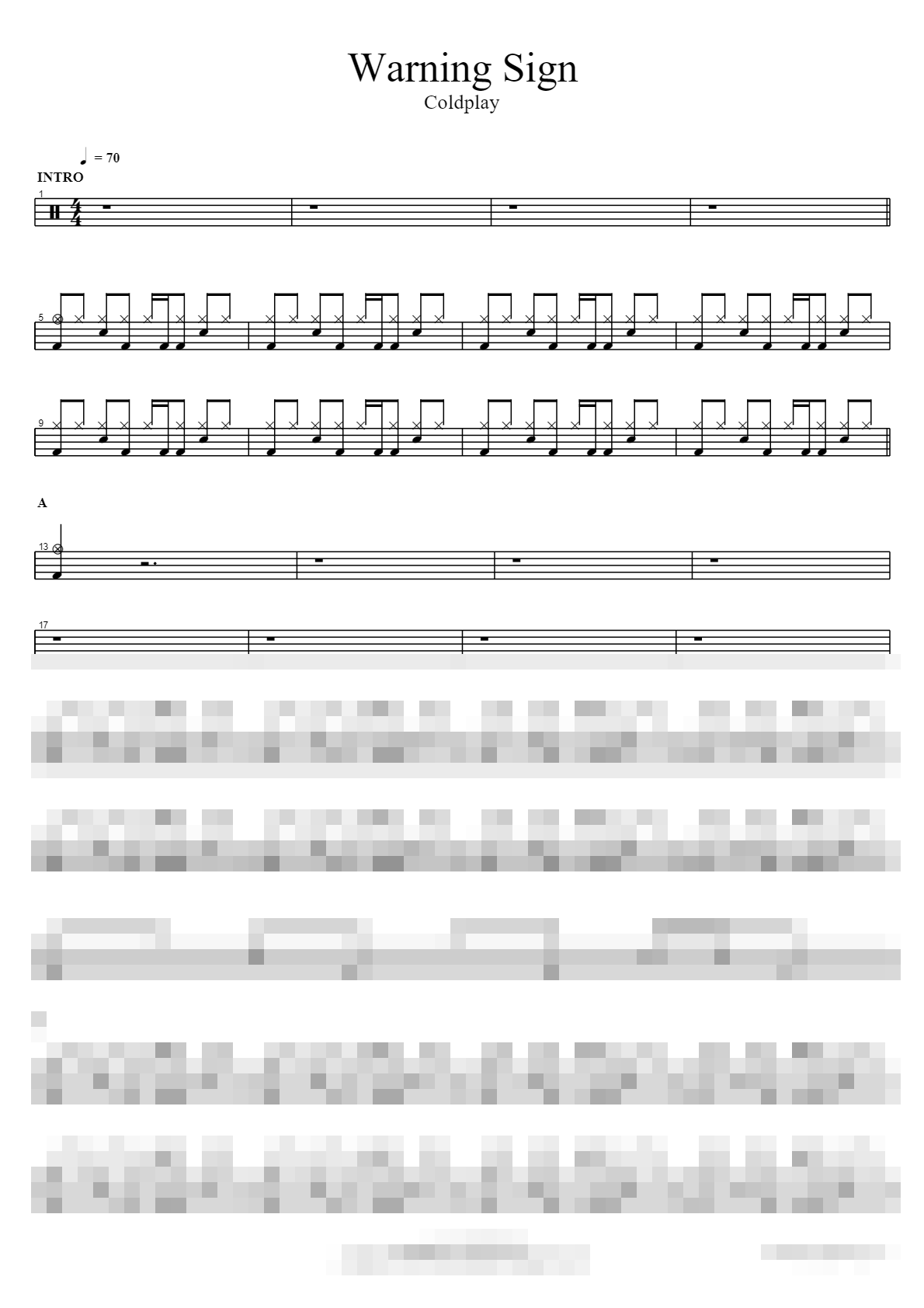 Warning Sign Sheet Music Preview
