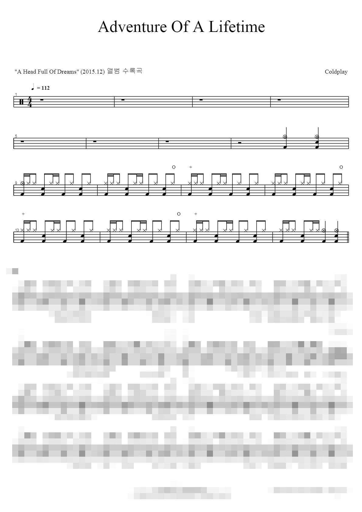 Adventure Of A Lifetime Sheet Music Preview