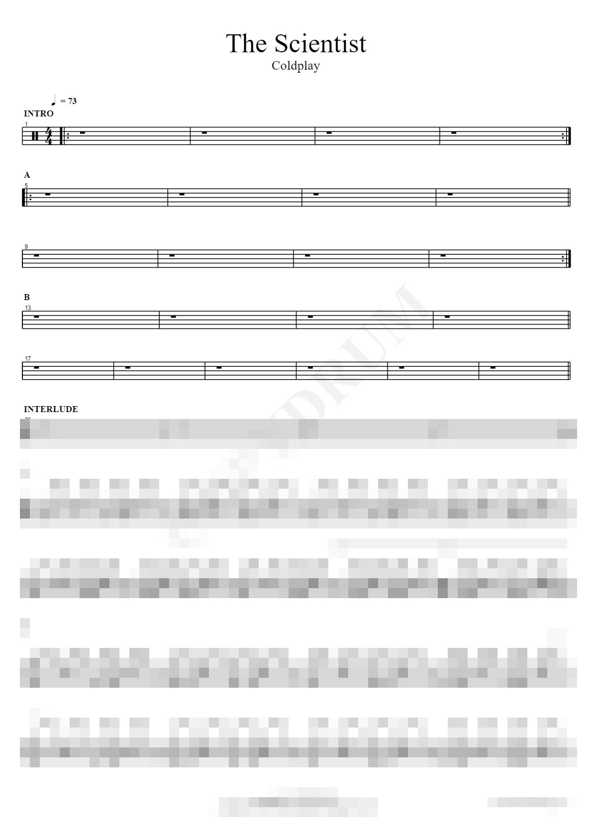 The Scientist Sheet Music Preview