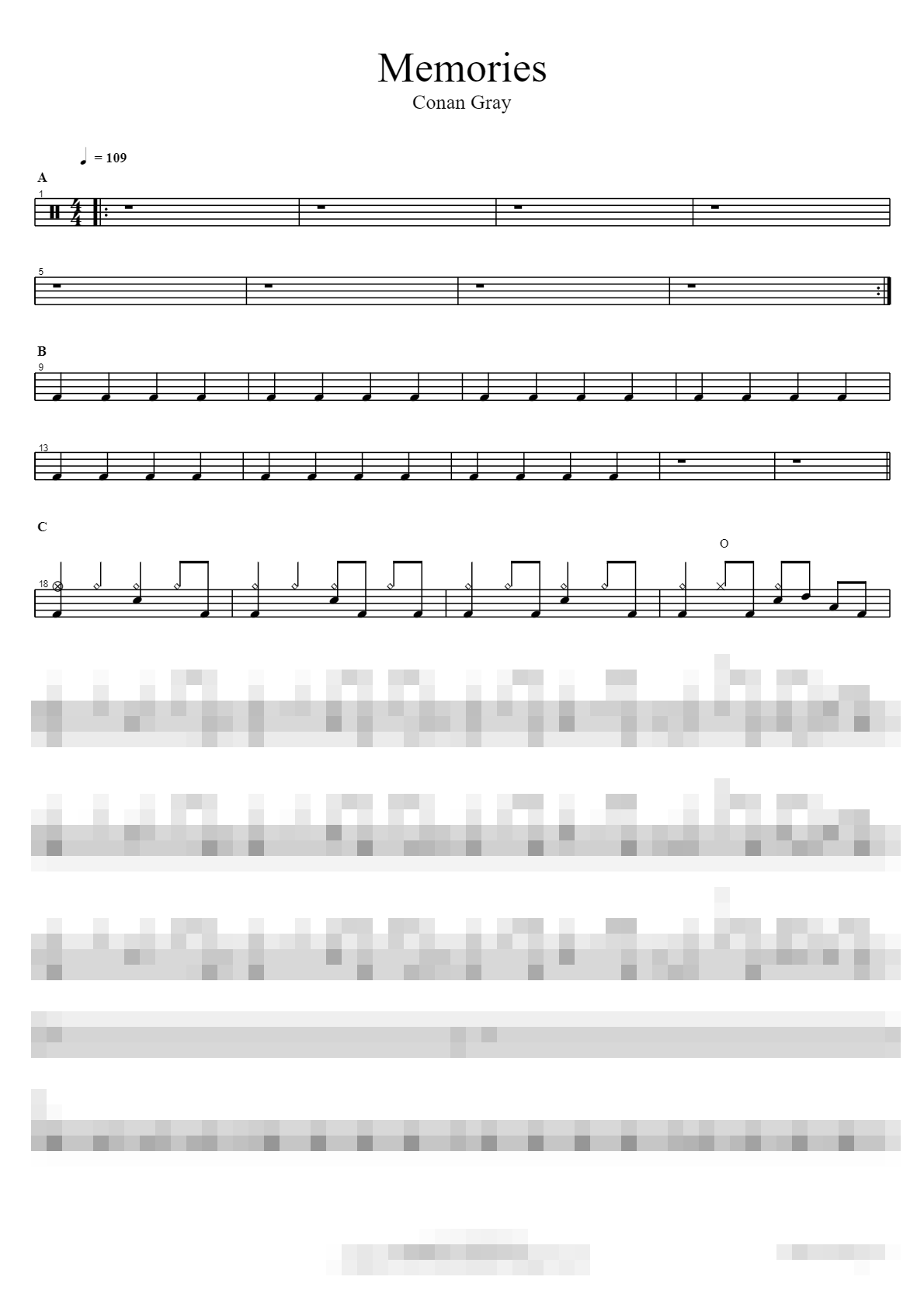 Memories Sheet Music Preview