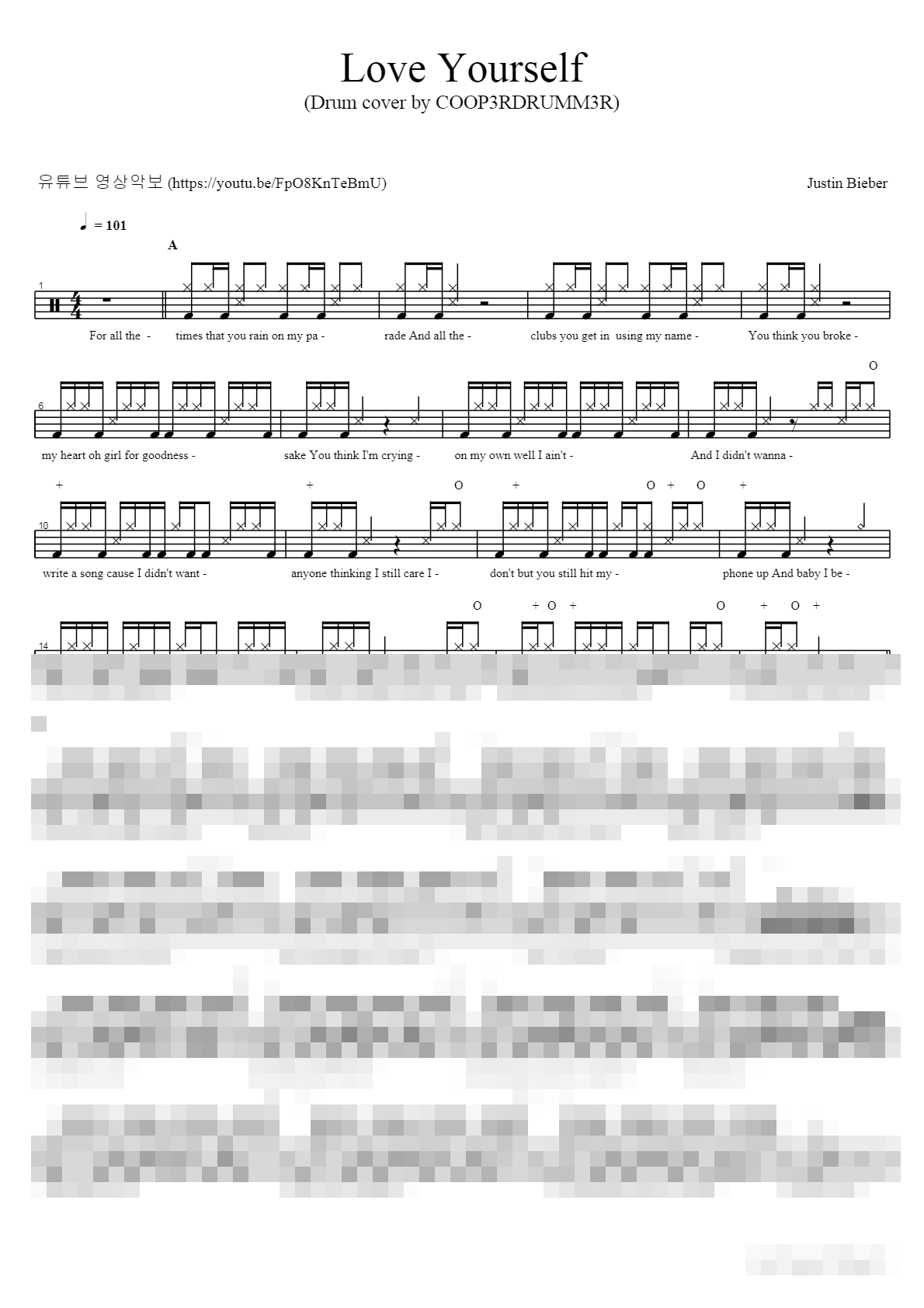 Love Yourself Sheet Music Preview