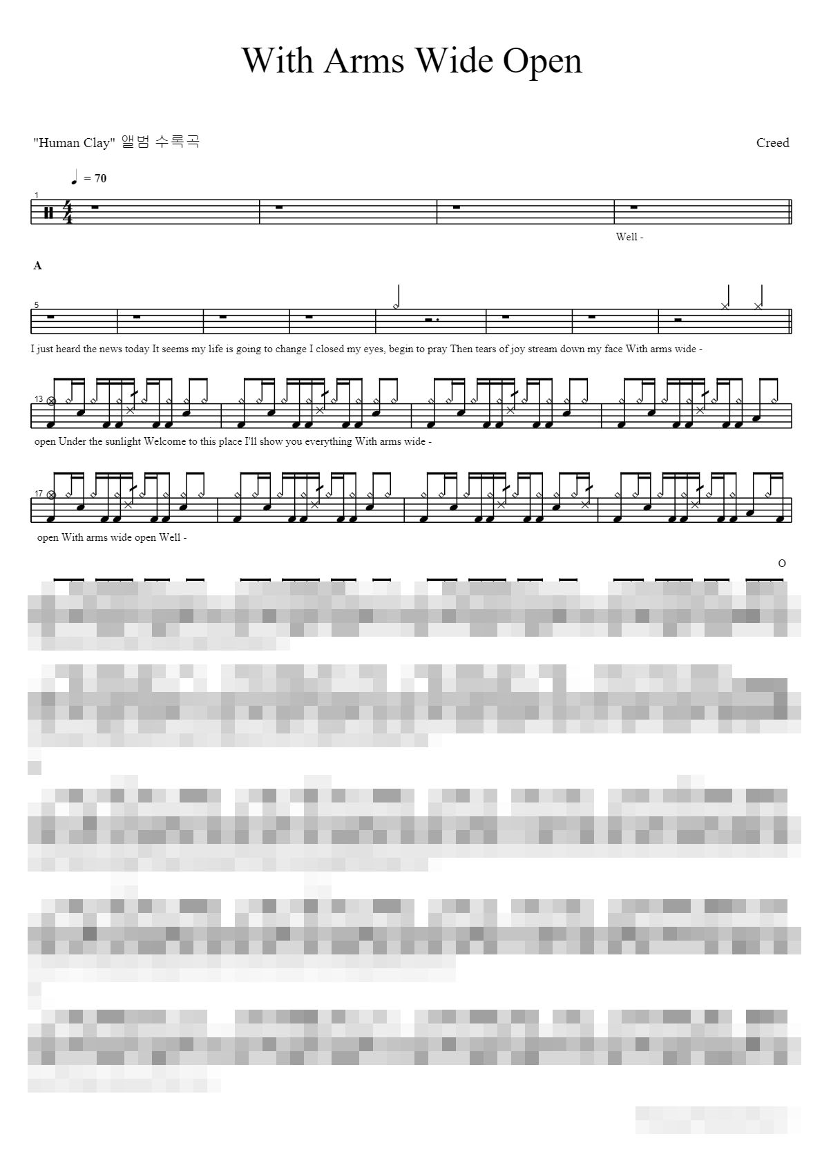 With Arms Wide Open Sheet Music Preview