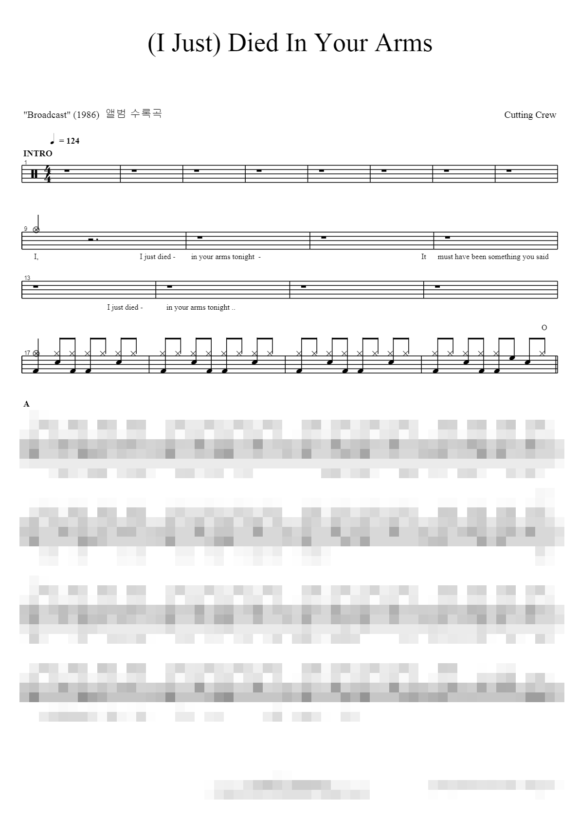 (I Just) Died In Your Arms Sheet Music Preview