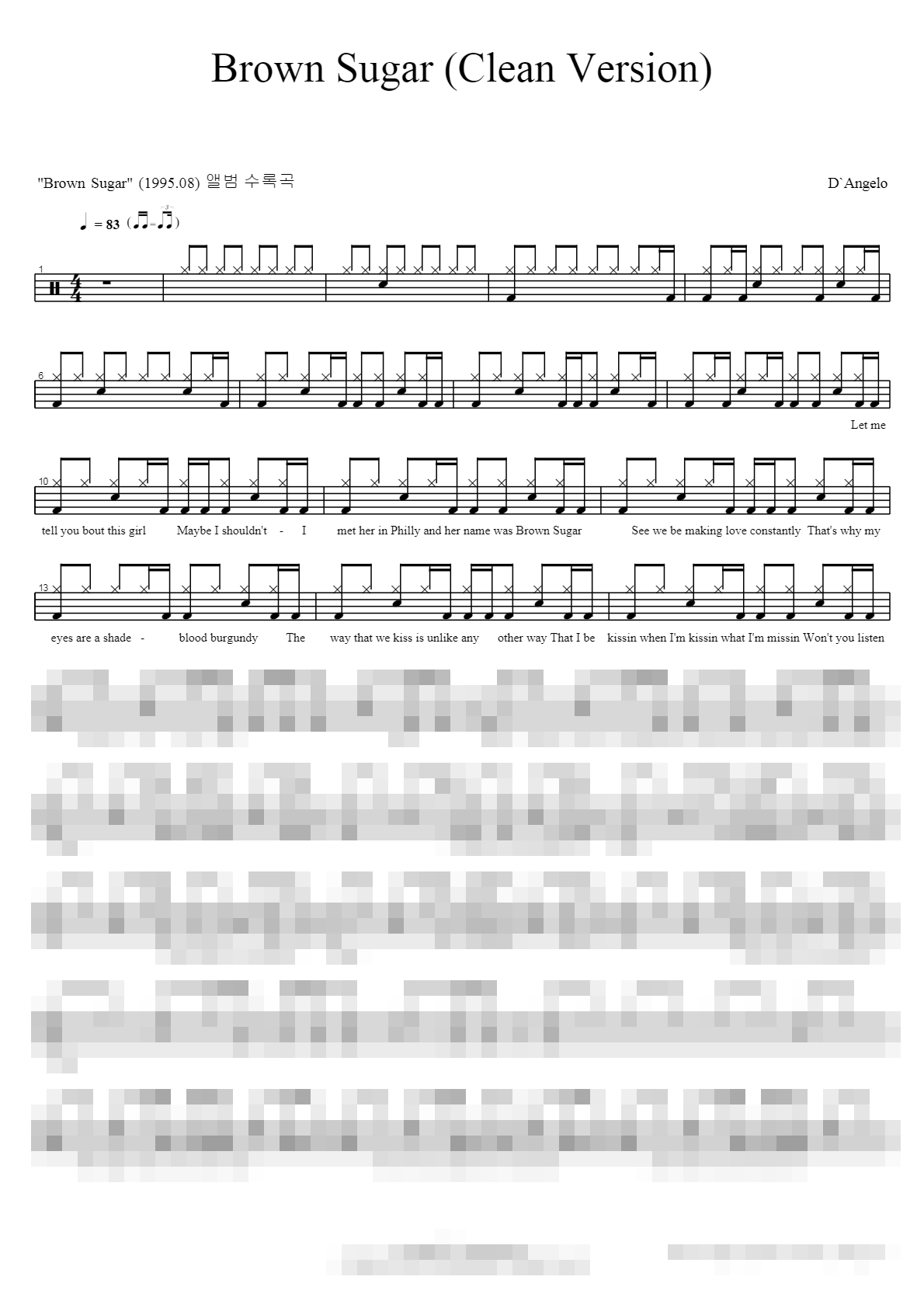 Brown Sugar Sheet Music Preview