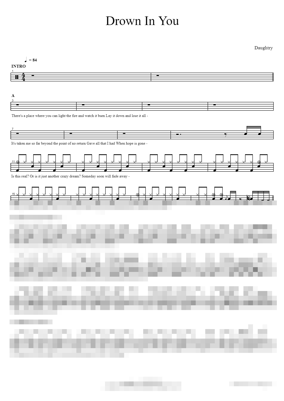 Drown In You Sheet Music Preview
