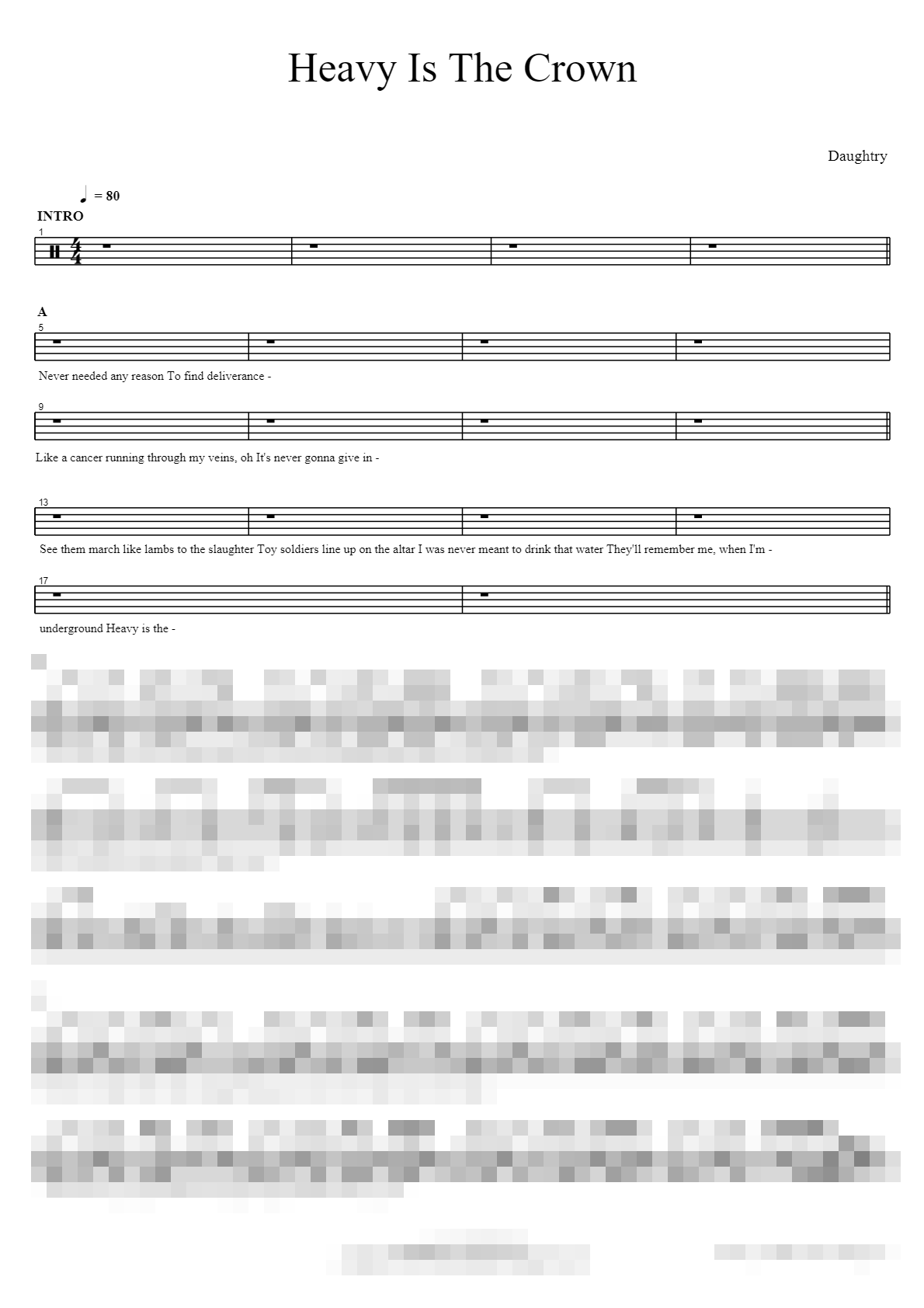 Heavy Is The Crown Sheet Music Preview
