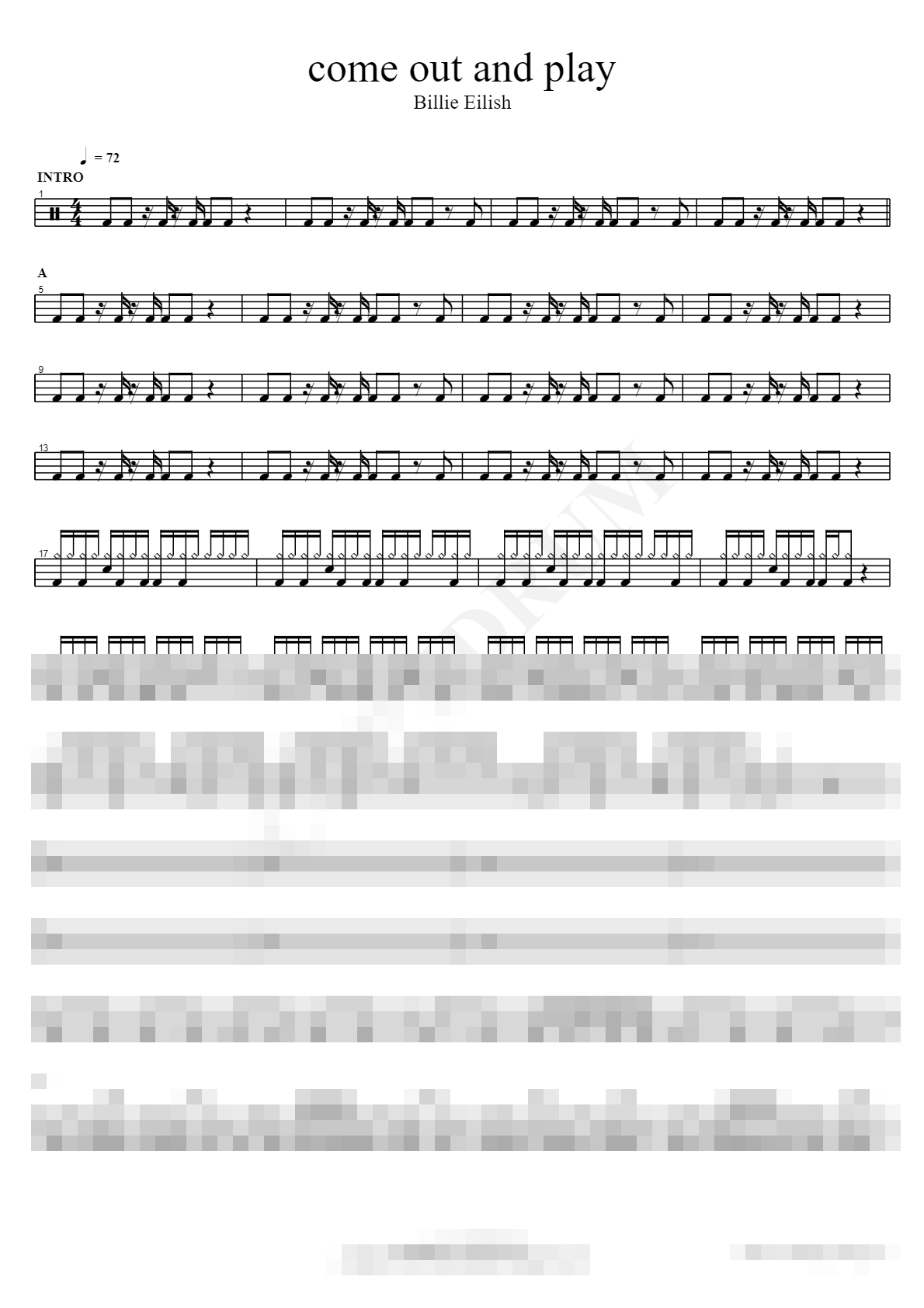 come out and play Sheet Music Preview