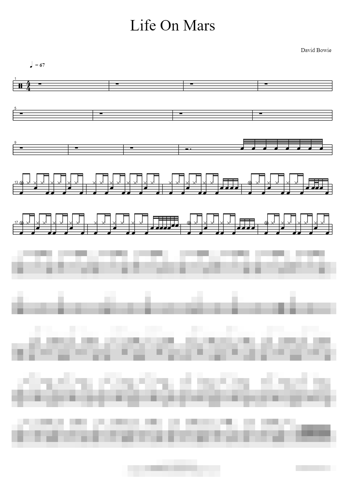Life On Mars Sheet Music Preview