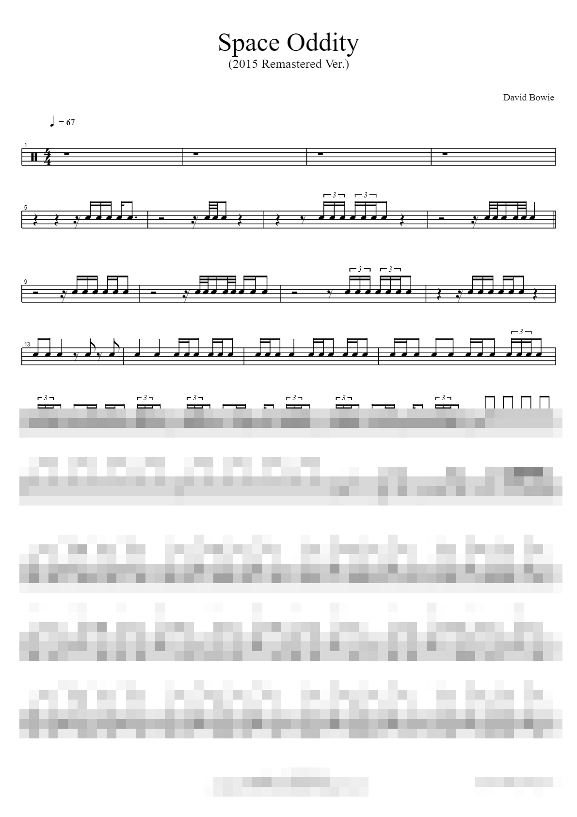 Space Oddity (2015 Remastered Ver.) Sheet Music Preview