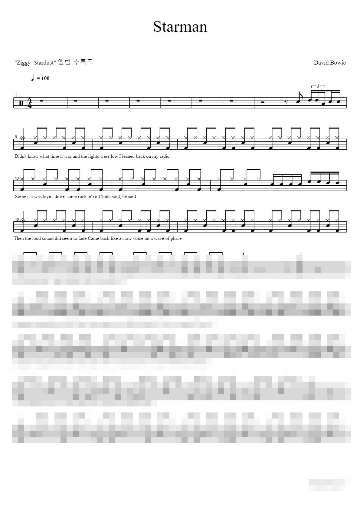 Starman Sheet Music Preview