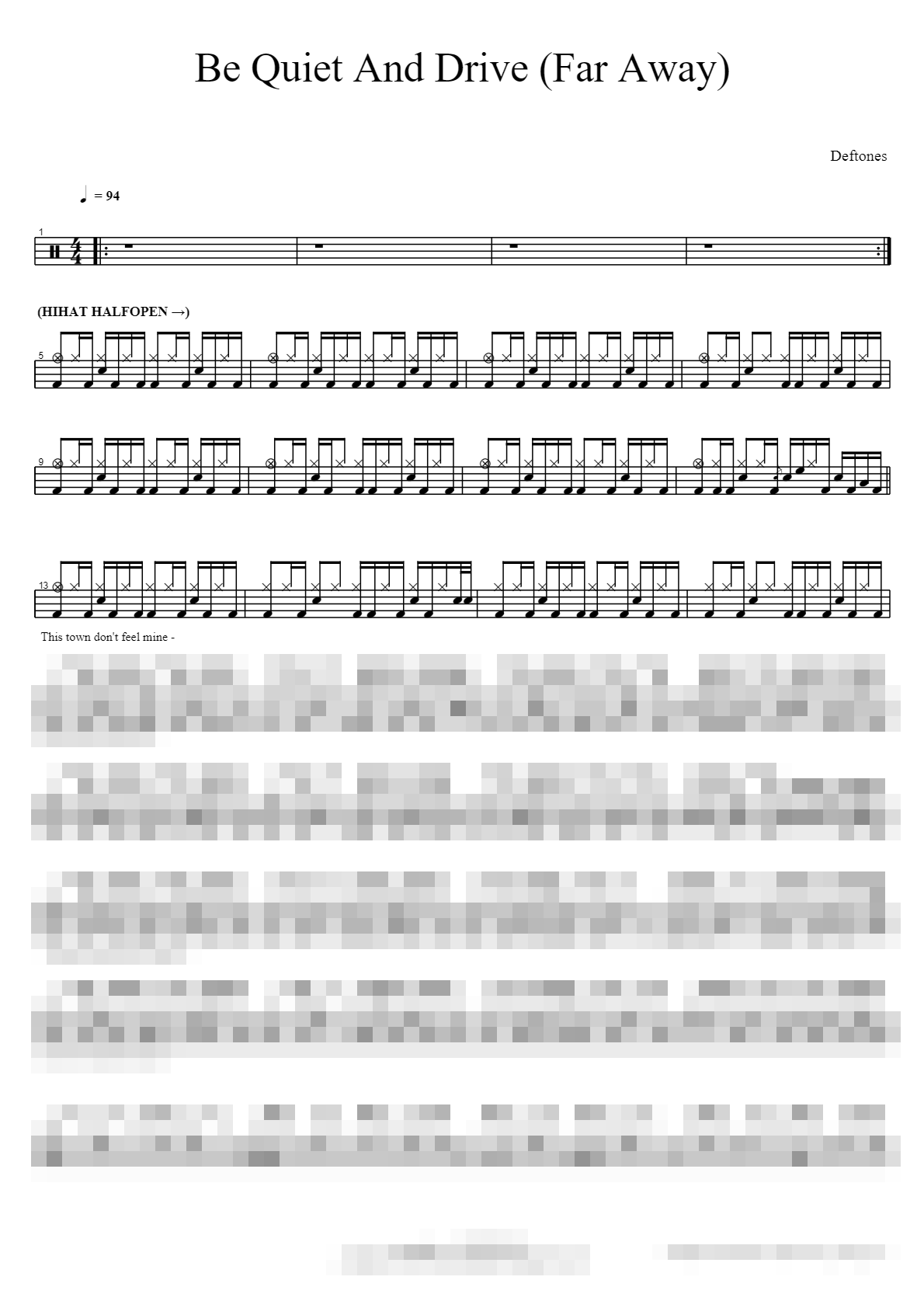 Be Quiet And Drive (Far Away) Sheet Music Preview